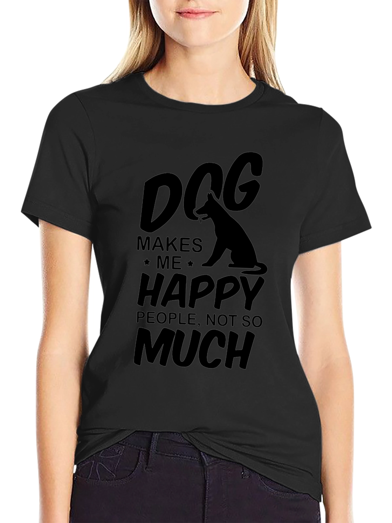 Dog Makes Me Happy Graphic T-Shirt