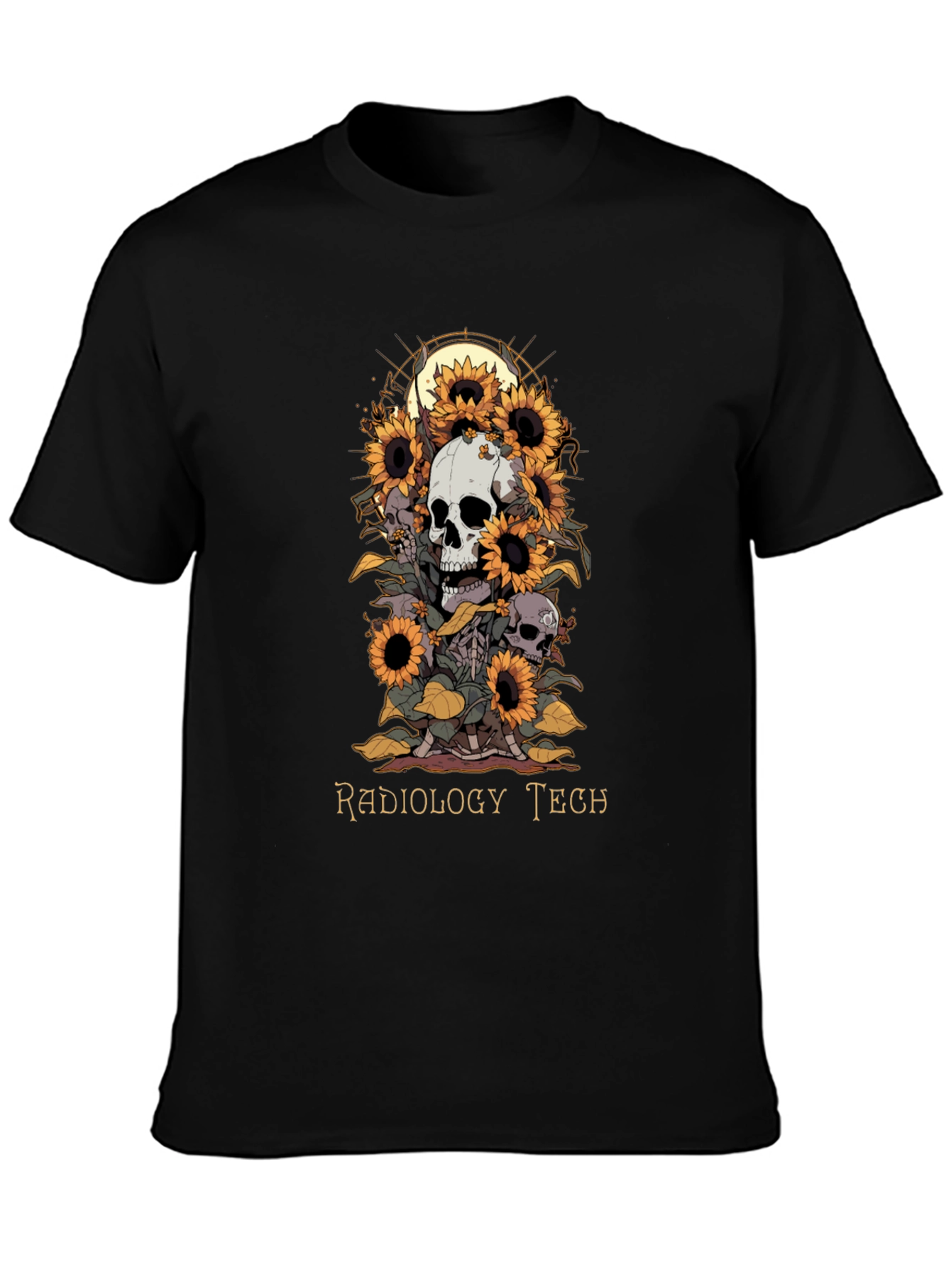Radiology Tech Skull & Sunflower Graphic Tee