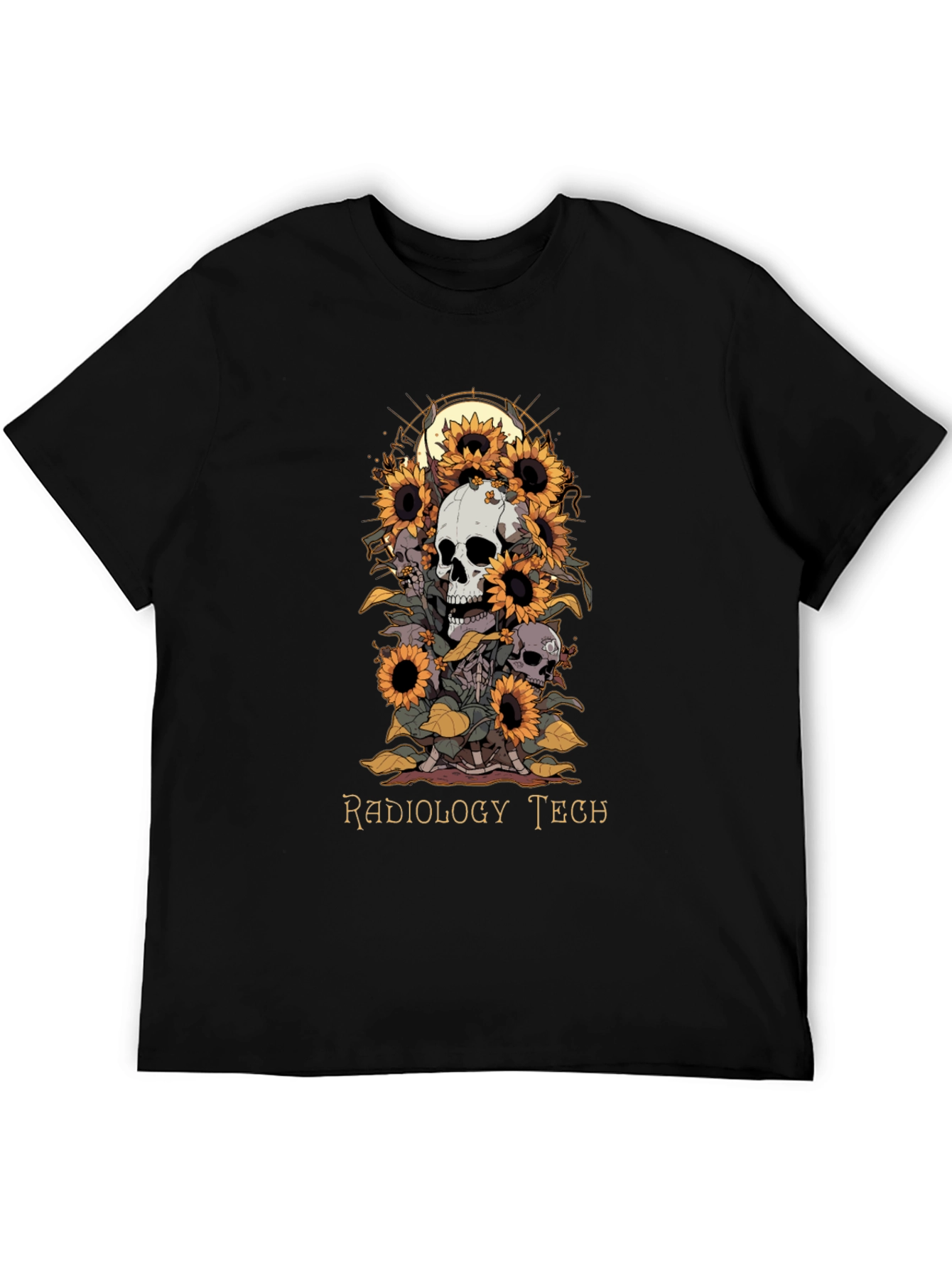 Radiology Tech Skull & Sunflower Graphic Tee
