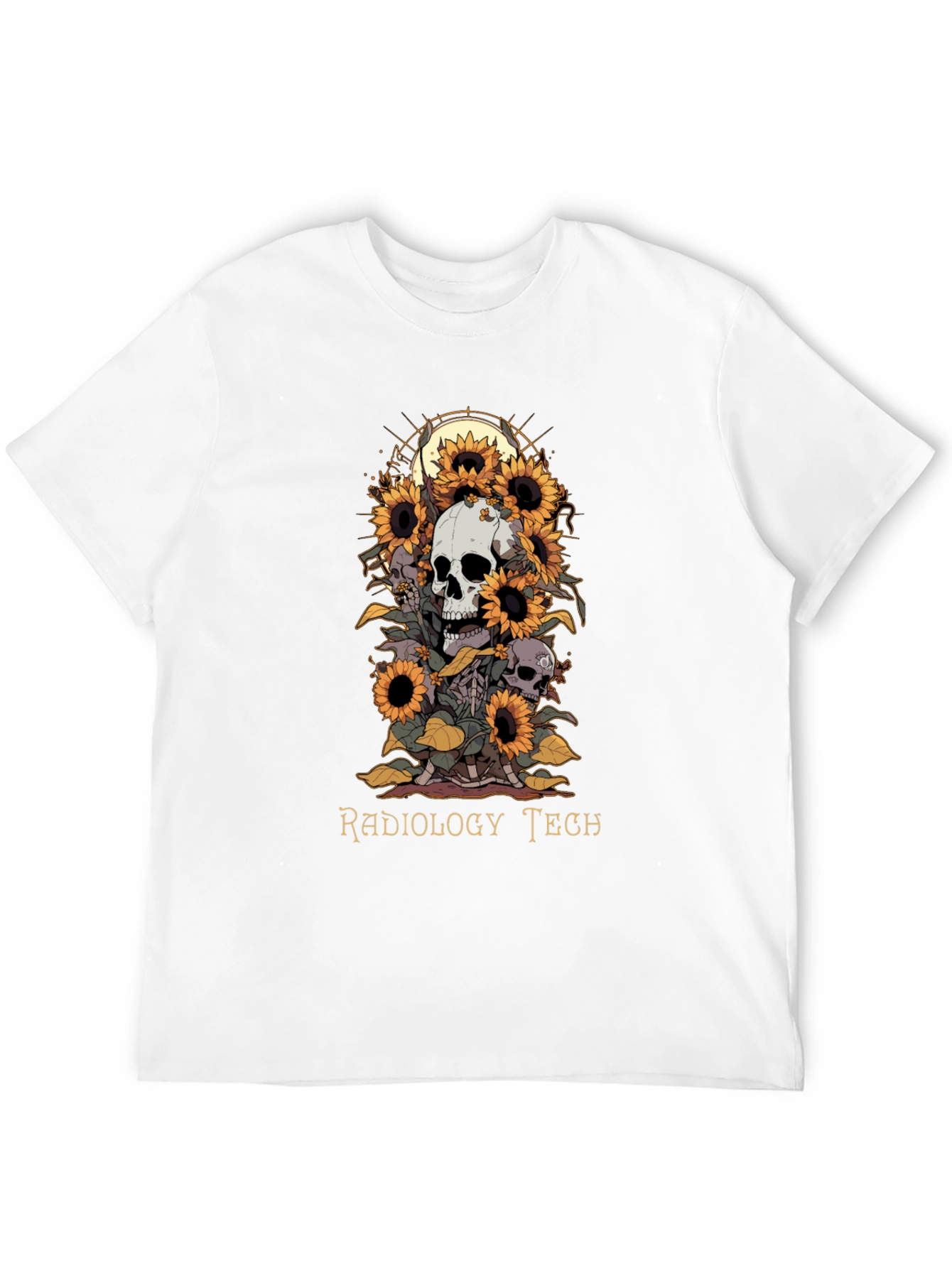 Radiology Tech Skull & Sunflower Graphic Tee