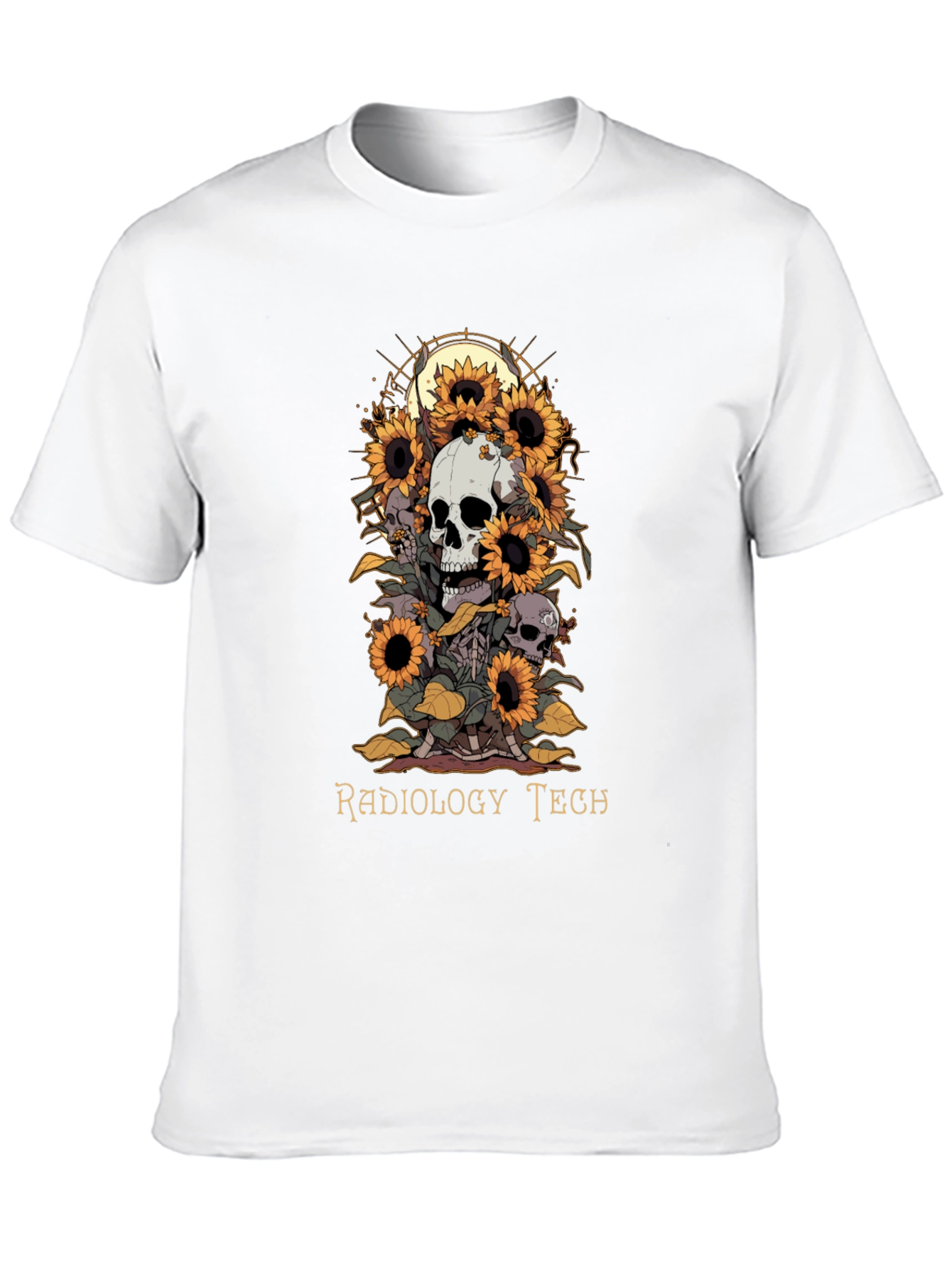 Radiology Tech Skull & Sunflower Graphic Tee