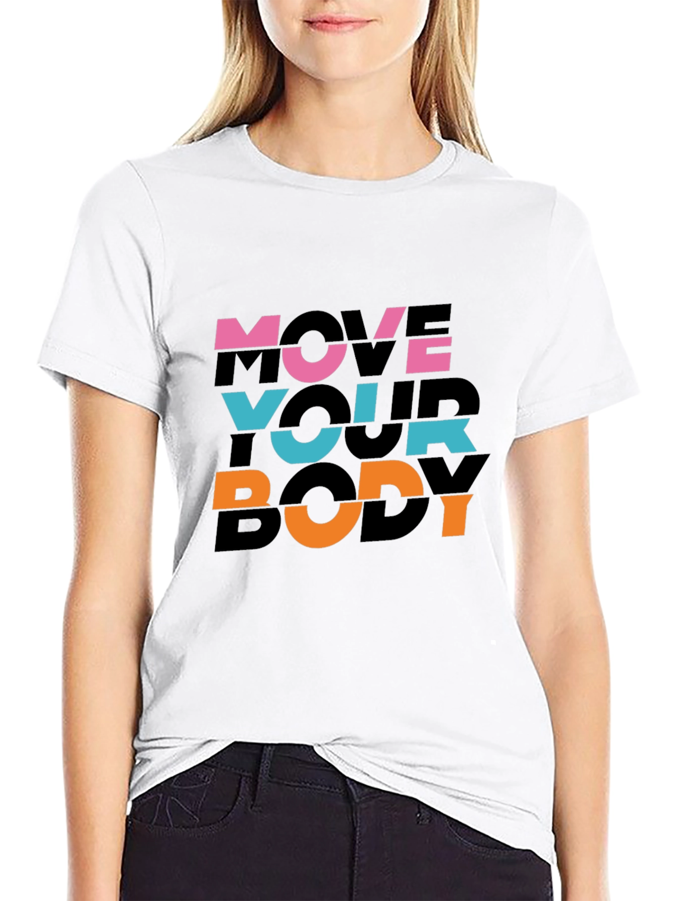 Move Your Body Graphic Print Black T-Shirt