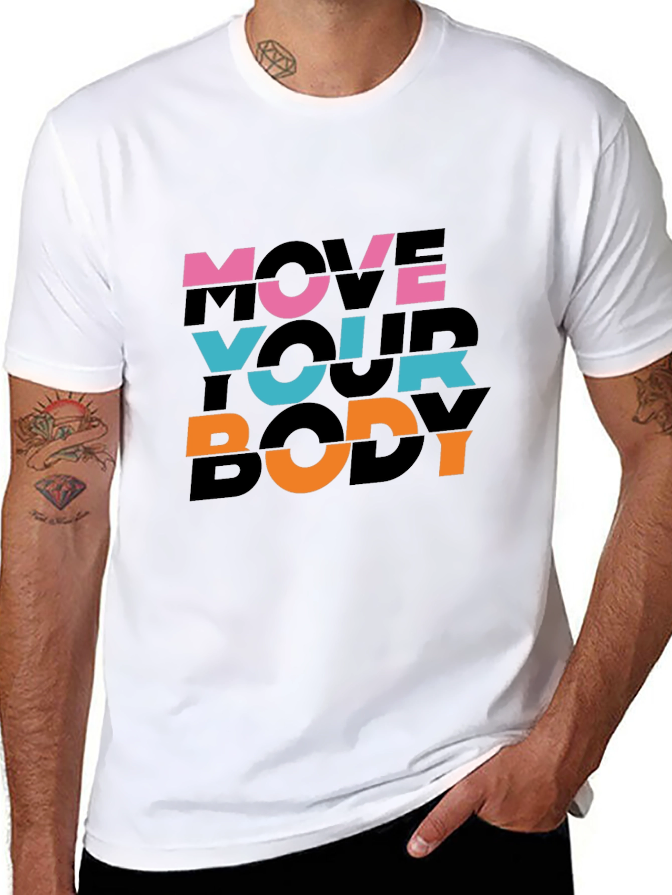 Move Your Body Graphic Print Black T-Shirt