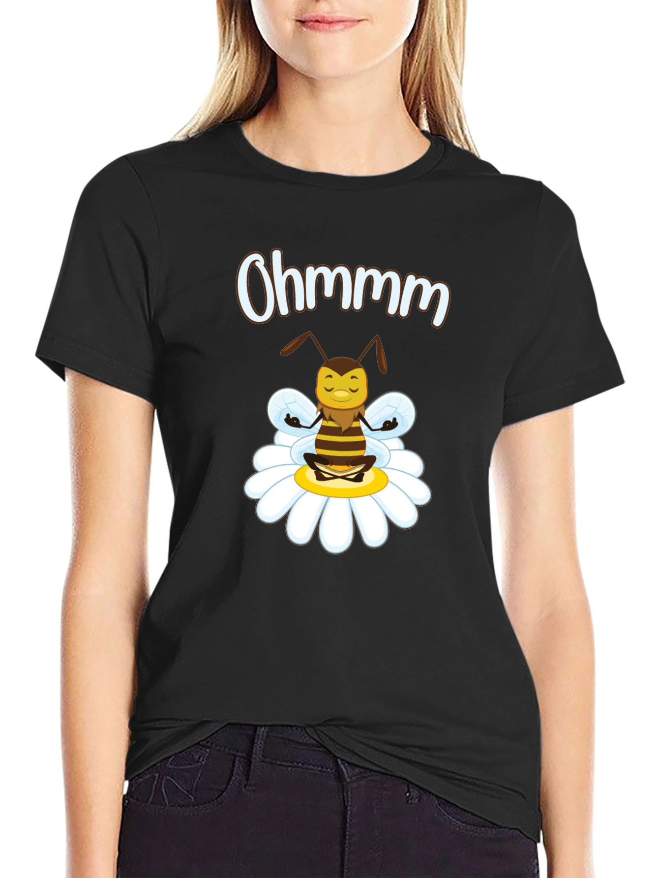 Ohm Bee T-Shirt - Relaxed Meditating Yoga Bee Design