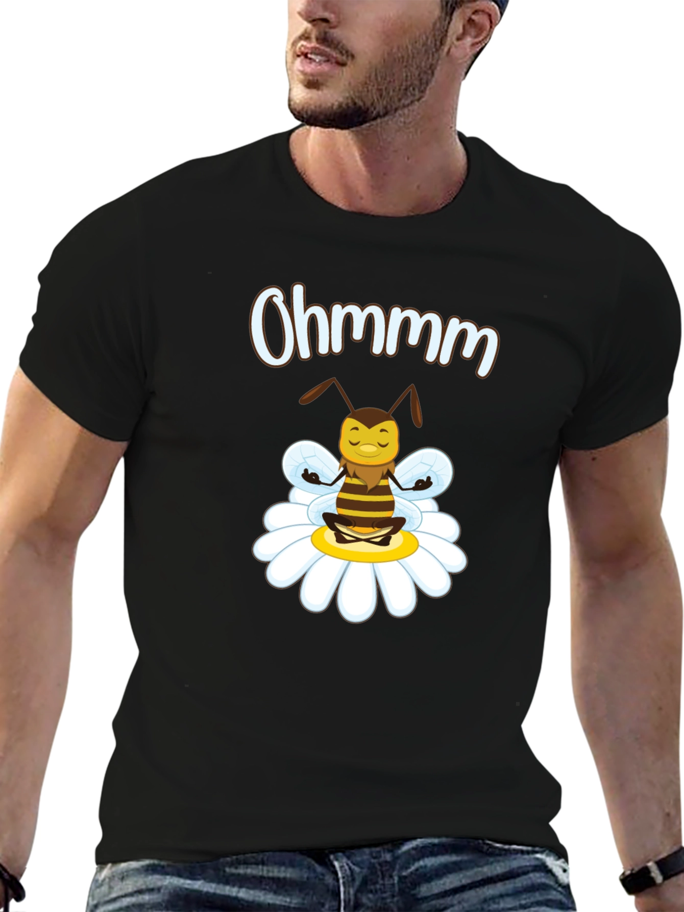 Ohm Bee T-Shirt - Relaxed Meditating Yoga Bee Design