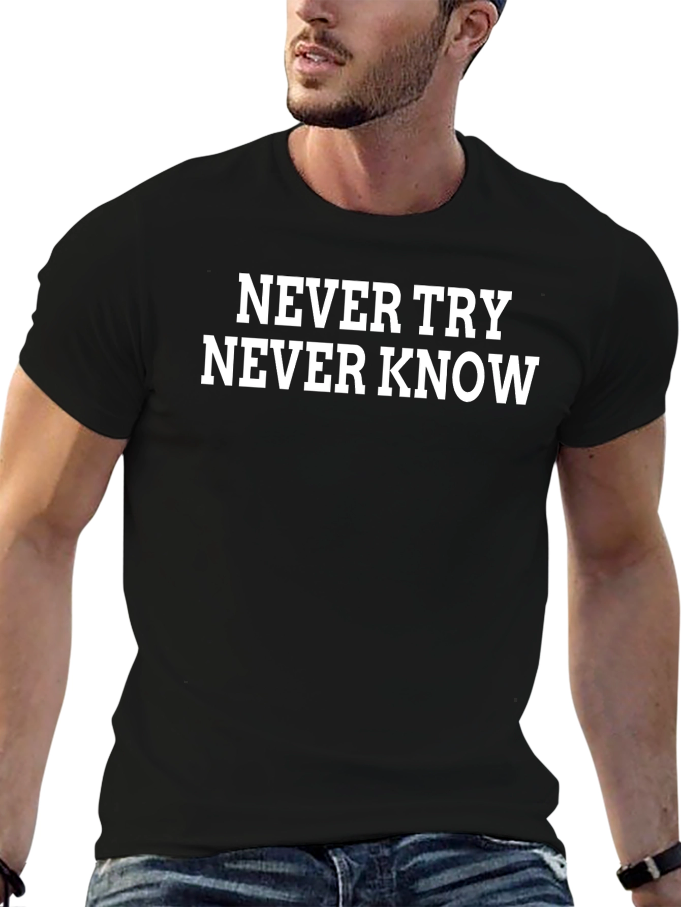 Never Try Never Know Black Graphic Tee