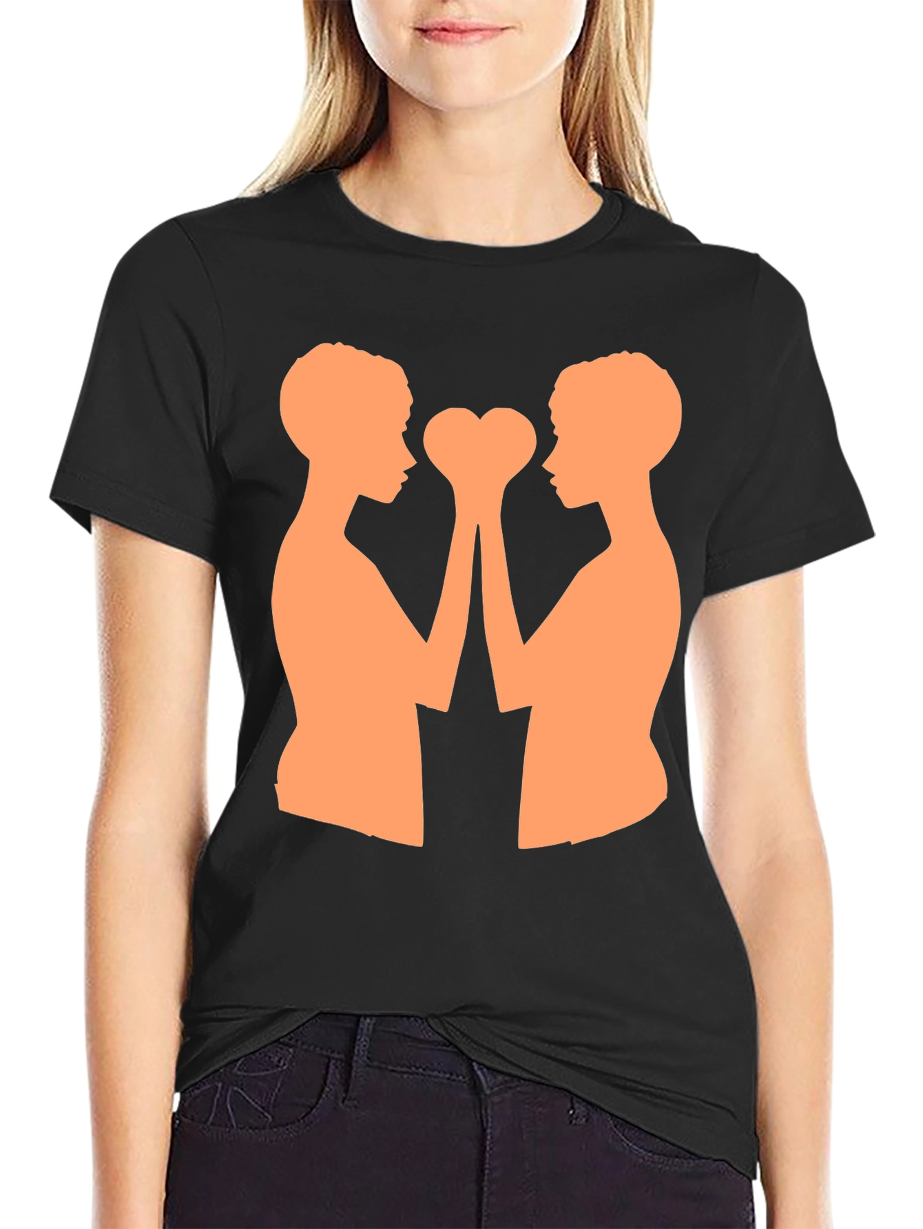 Heart Hands T-Shirt - Black Cotton Blend Graphic Tee