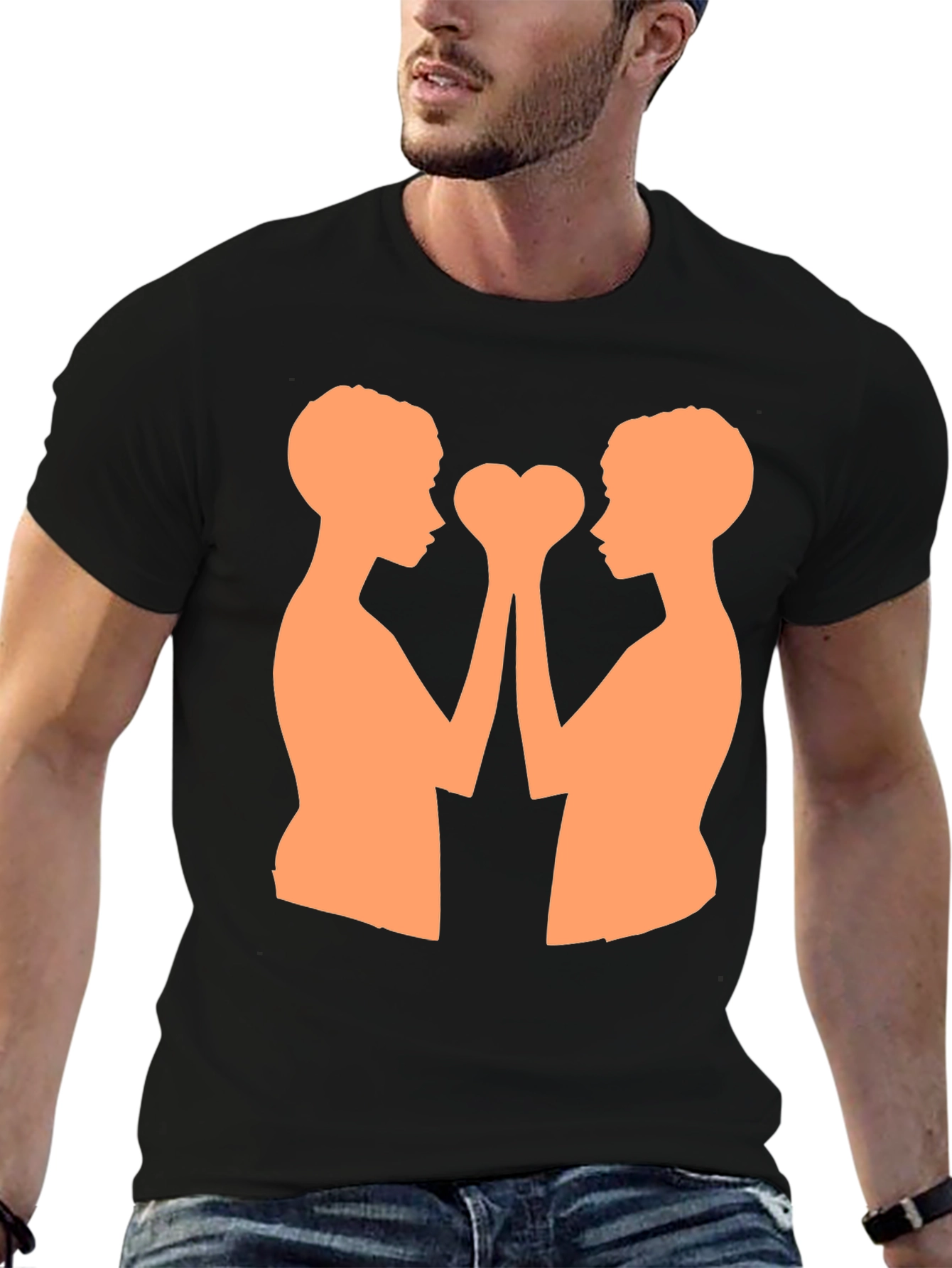 Heart Hands T-Shirt - Black Cotton Blend Graphic Tee