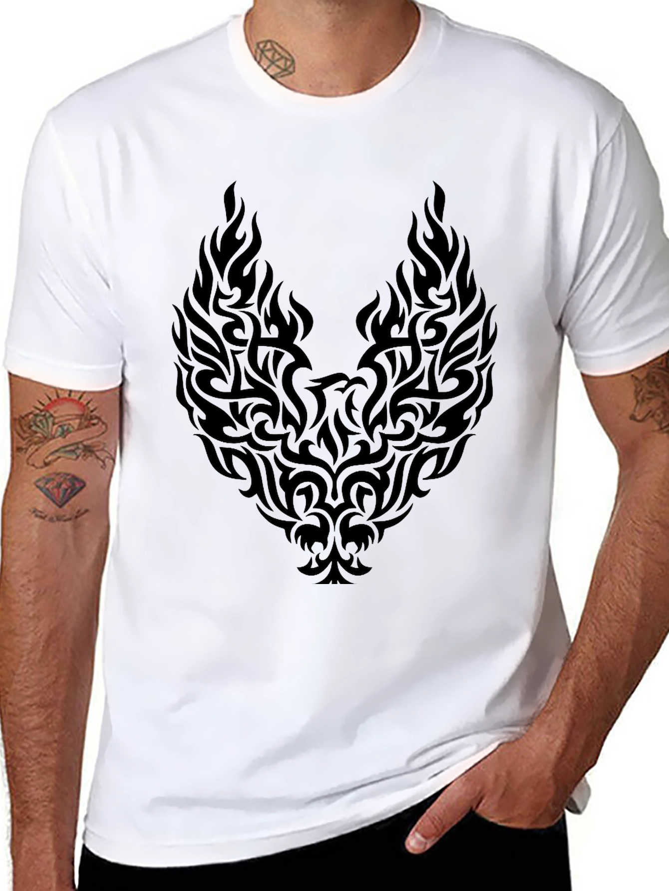 Mens Black Phoenix Graphic Tee