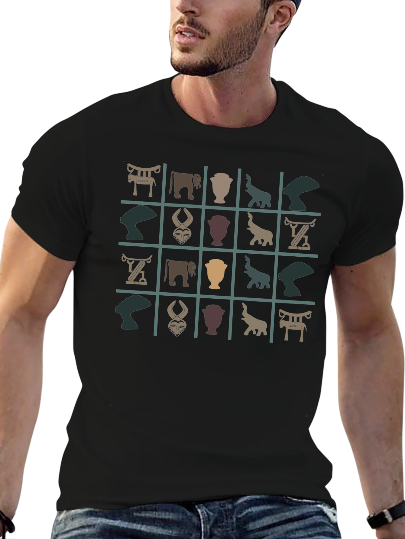 Unique Patterned Black T-Shirt
