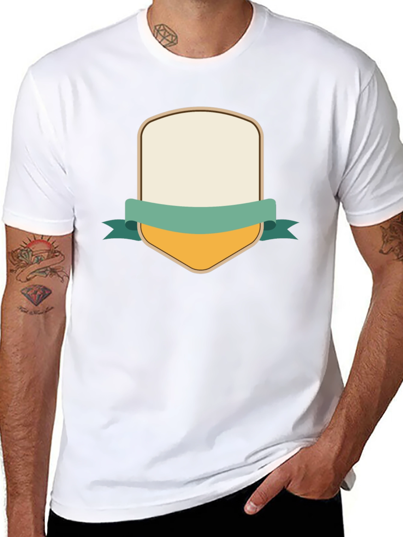 Mens Black T-Shirt with Customizable Shield Design