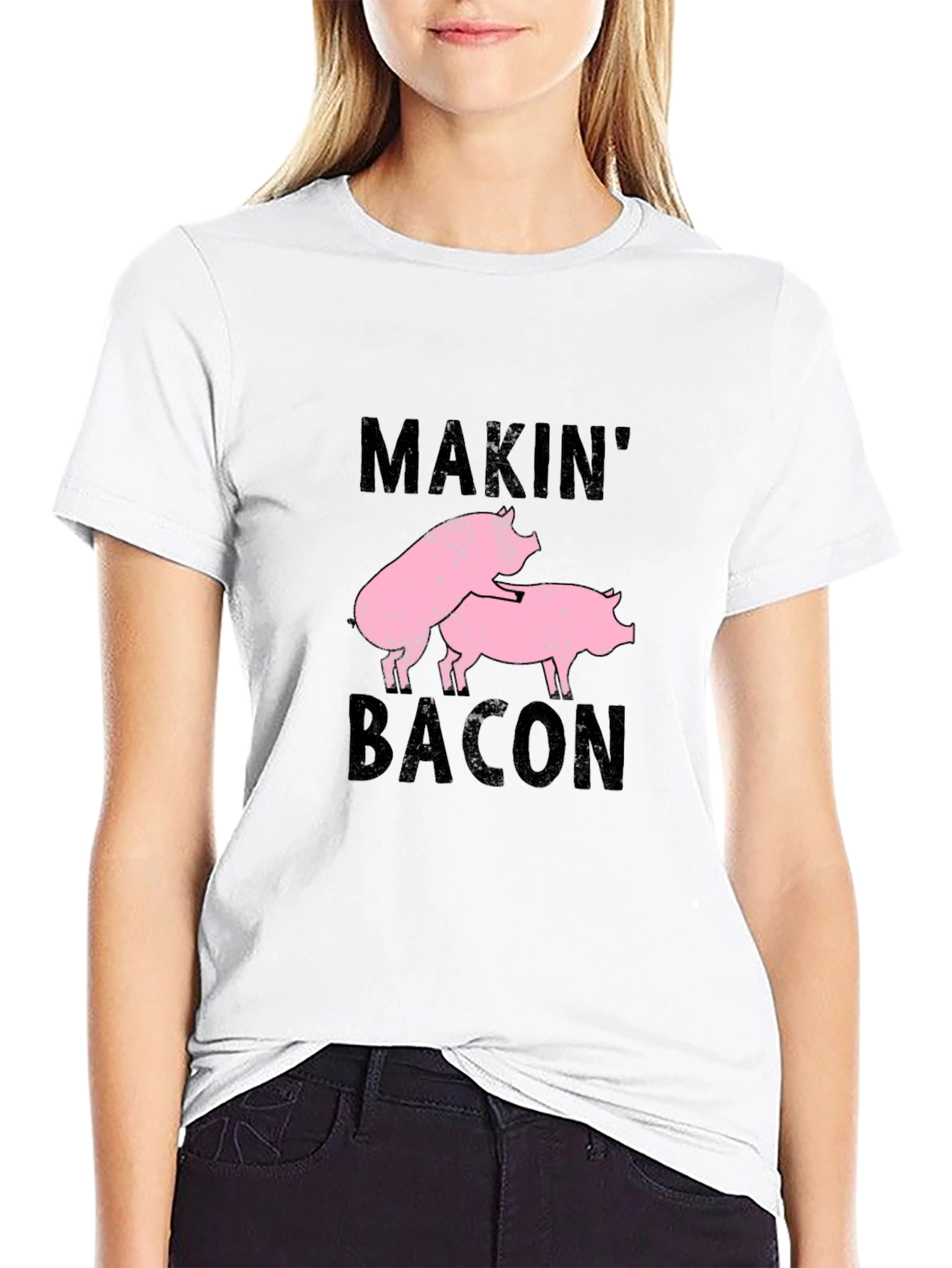 Makin Bacon Graphic Tee - Black Cotton Casual T-Shirt