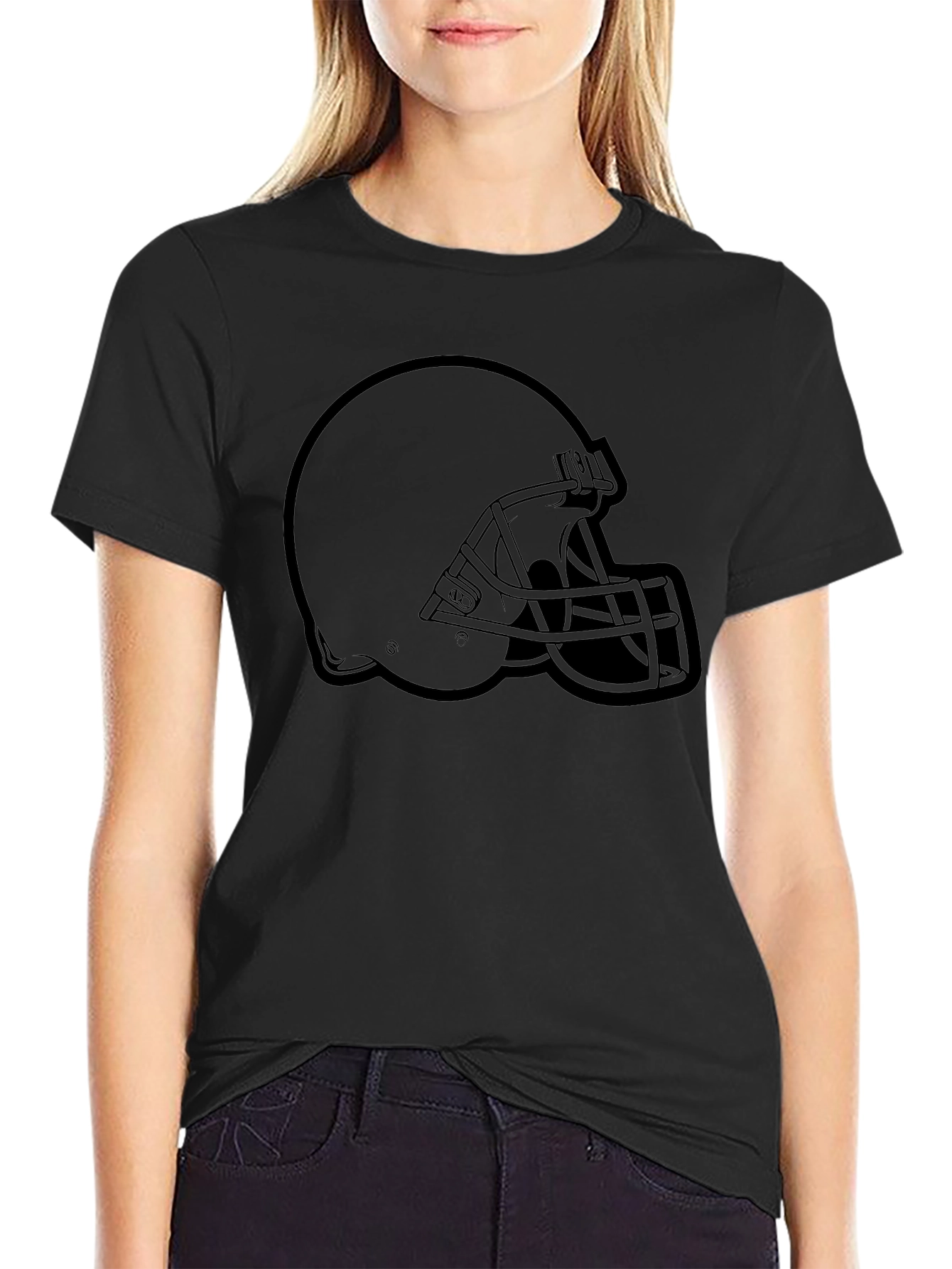 Football Helmet Graphic Tee - Classic Black Comfort