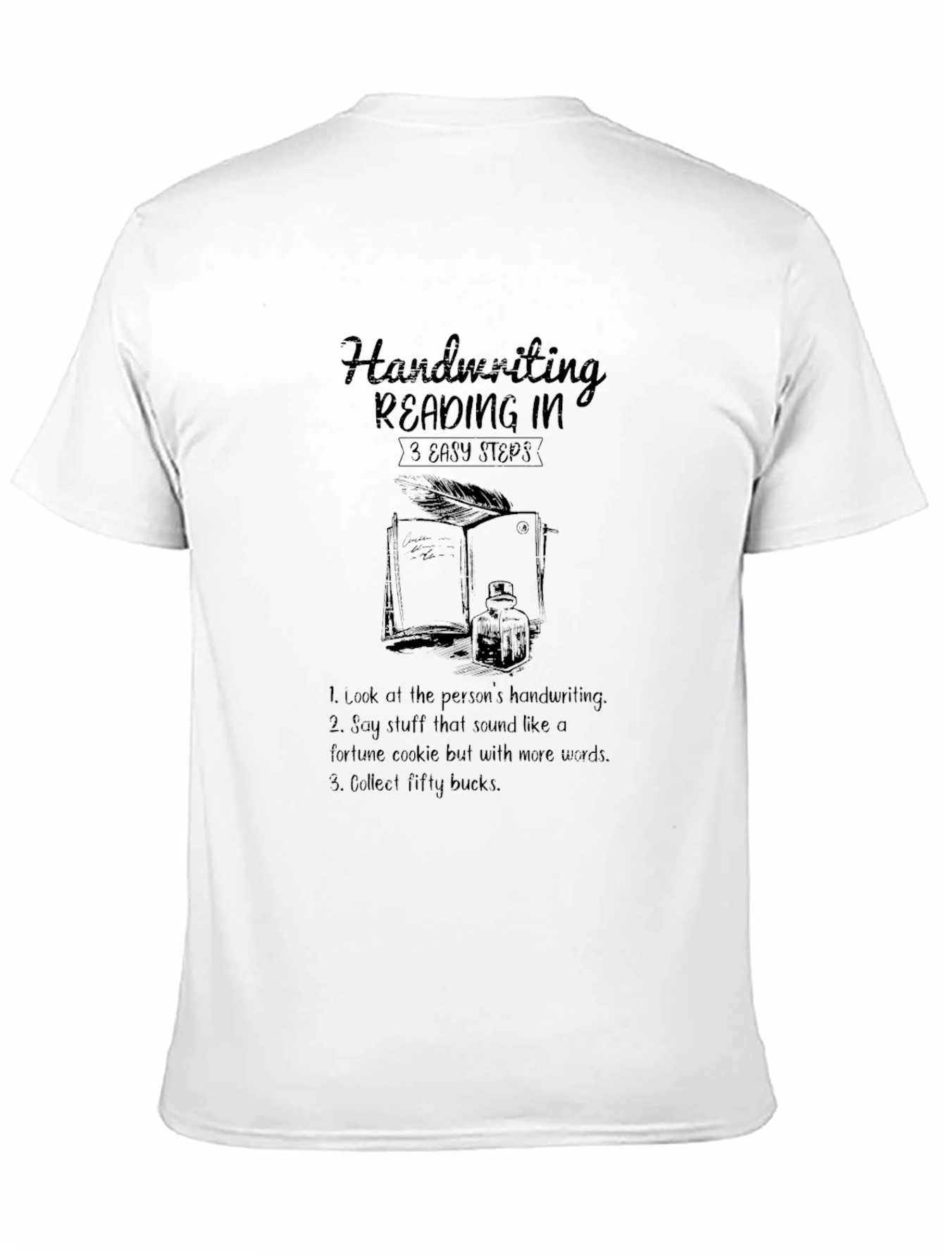 Handwriting Reading 3 Easy Steps Black T-Shirt