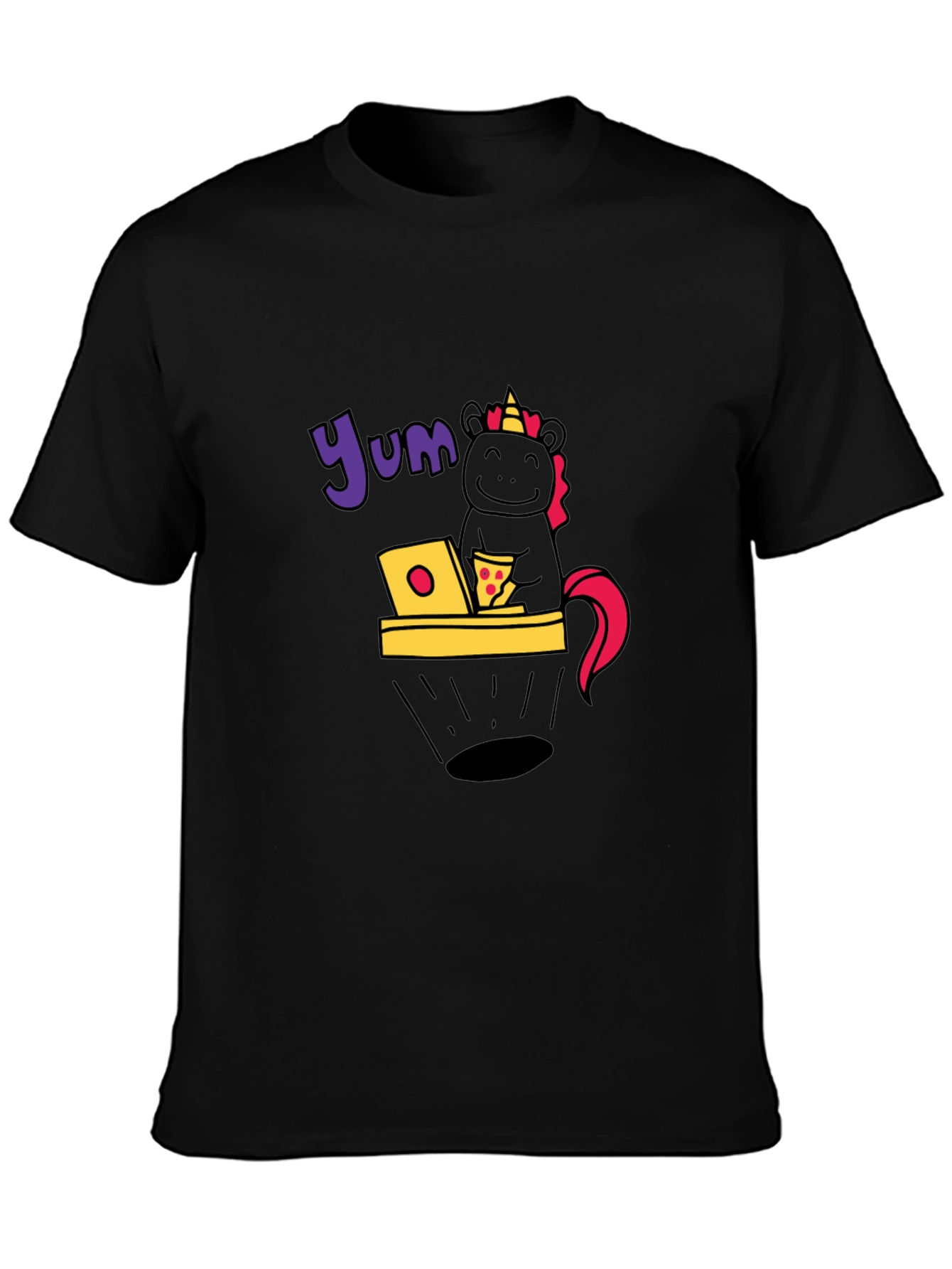 Unicorn Pizza Lover Black T-Shirt
