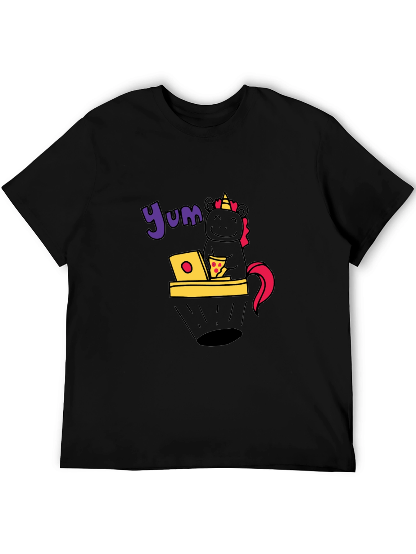Unicorn Pizza Lover Black T-Shirt