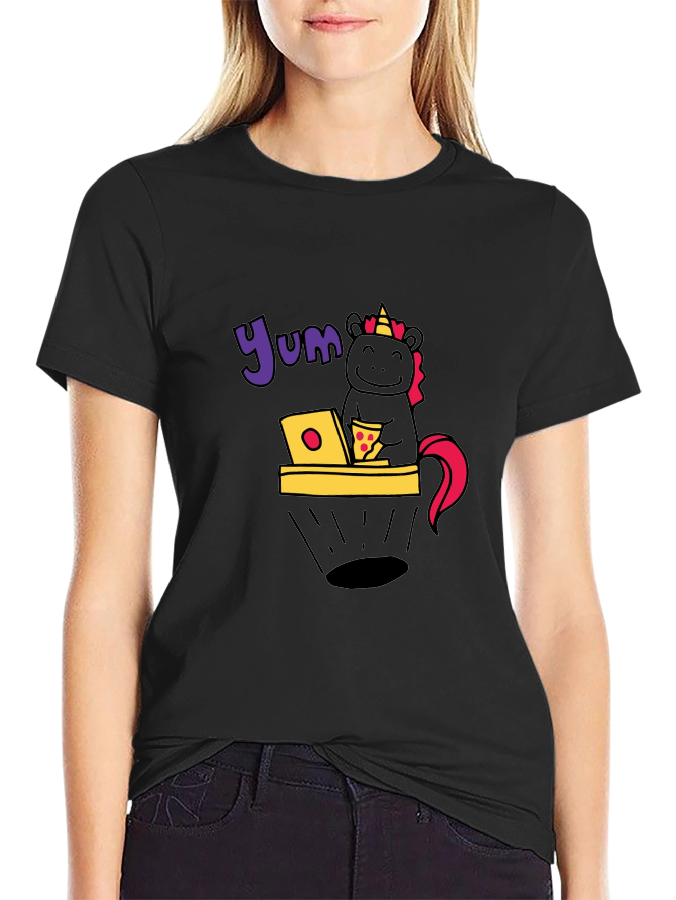 Unicorn Pizza Lover Black T-Shirt