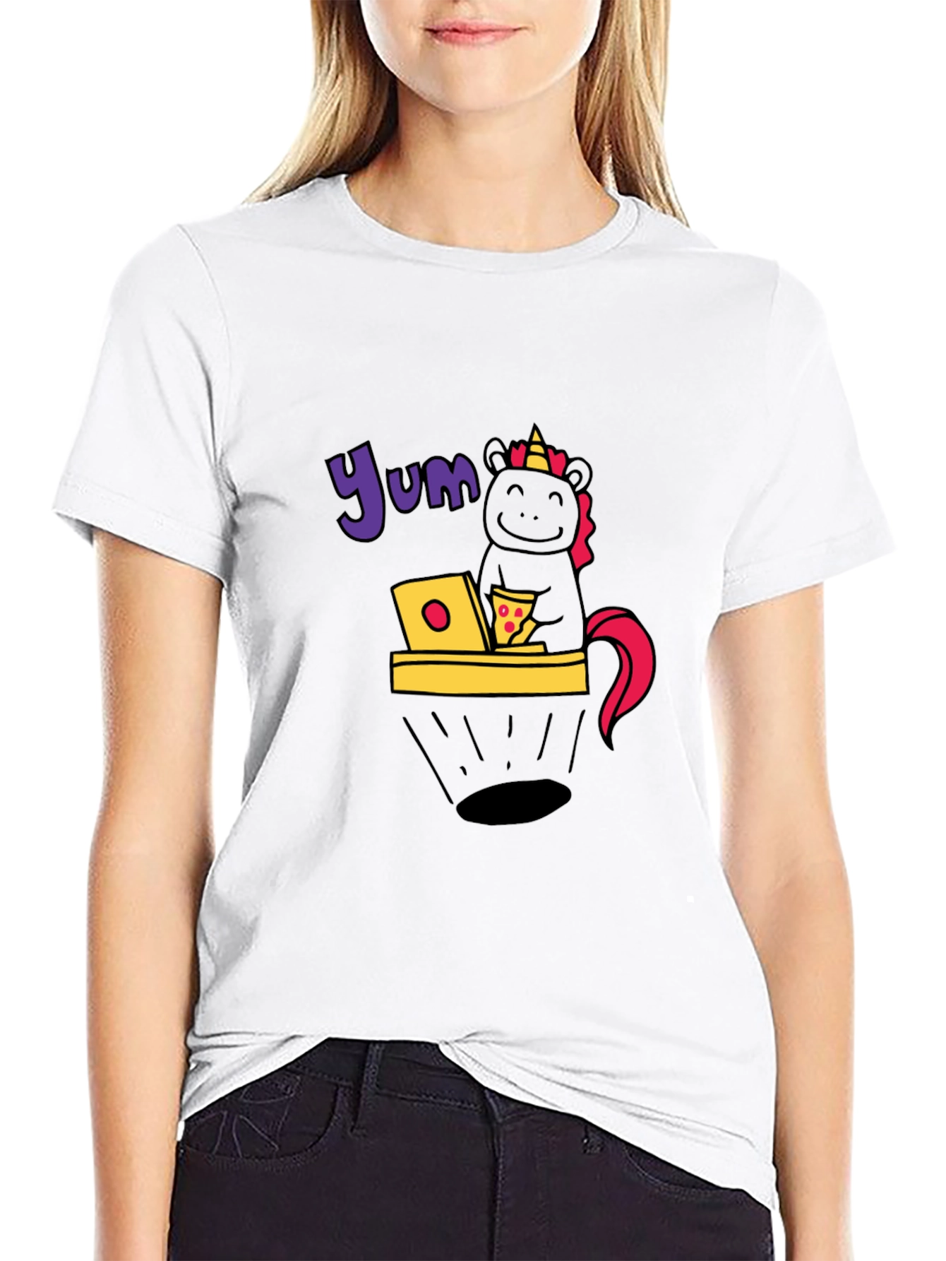 Unicorn Pizza Lover Black T-Shirt