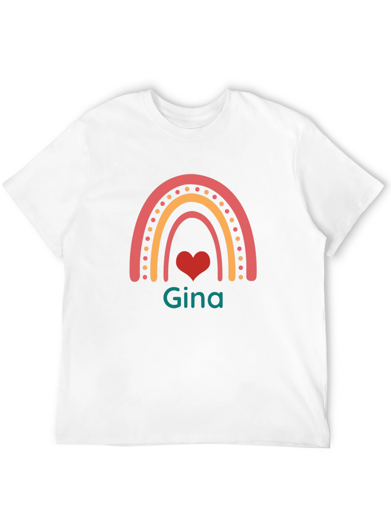 Gina Rainbow Heart T-Shirt - Trendy Personalized Tee