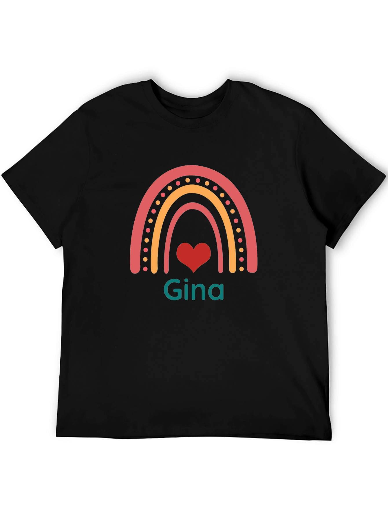 Gina Rainbow Heart T-Shirt - Trendy Personalized Tee