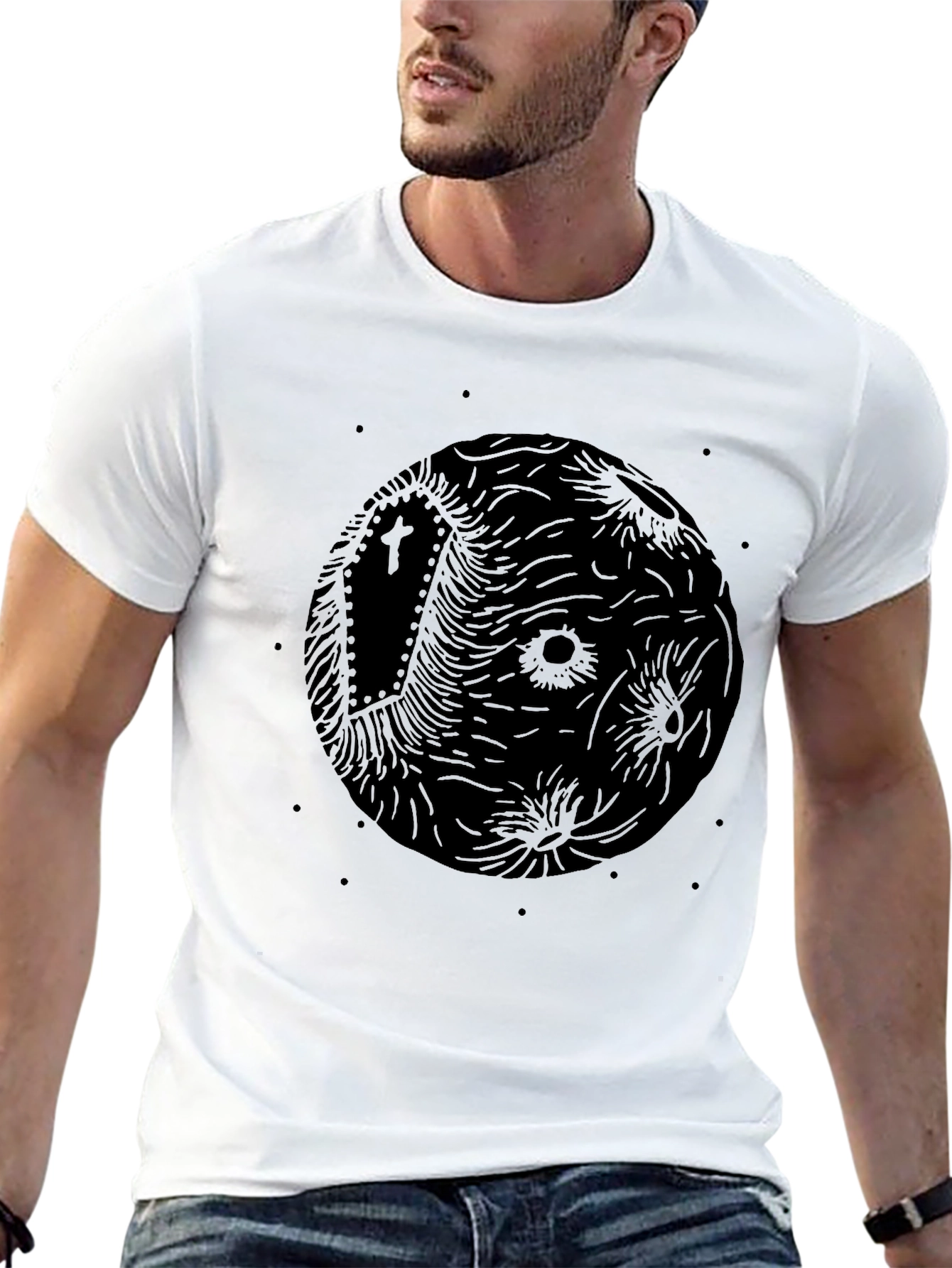 Creepy Moon Coffin T-Shirt - Black Graphic Tee