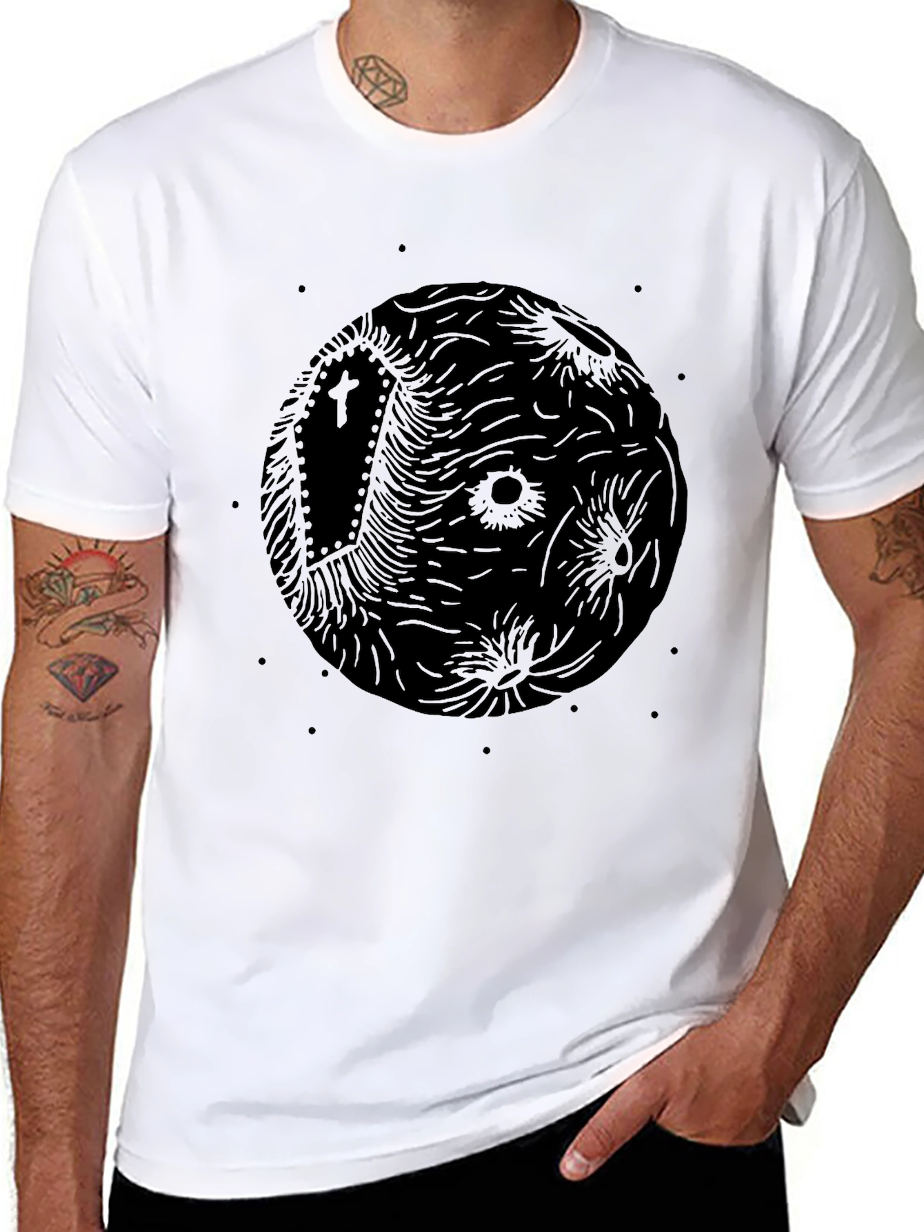 Creepy Moon Coffin T-Shirt - Black Graphic Tee