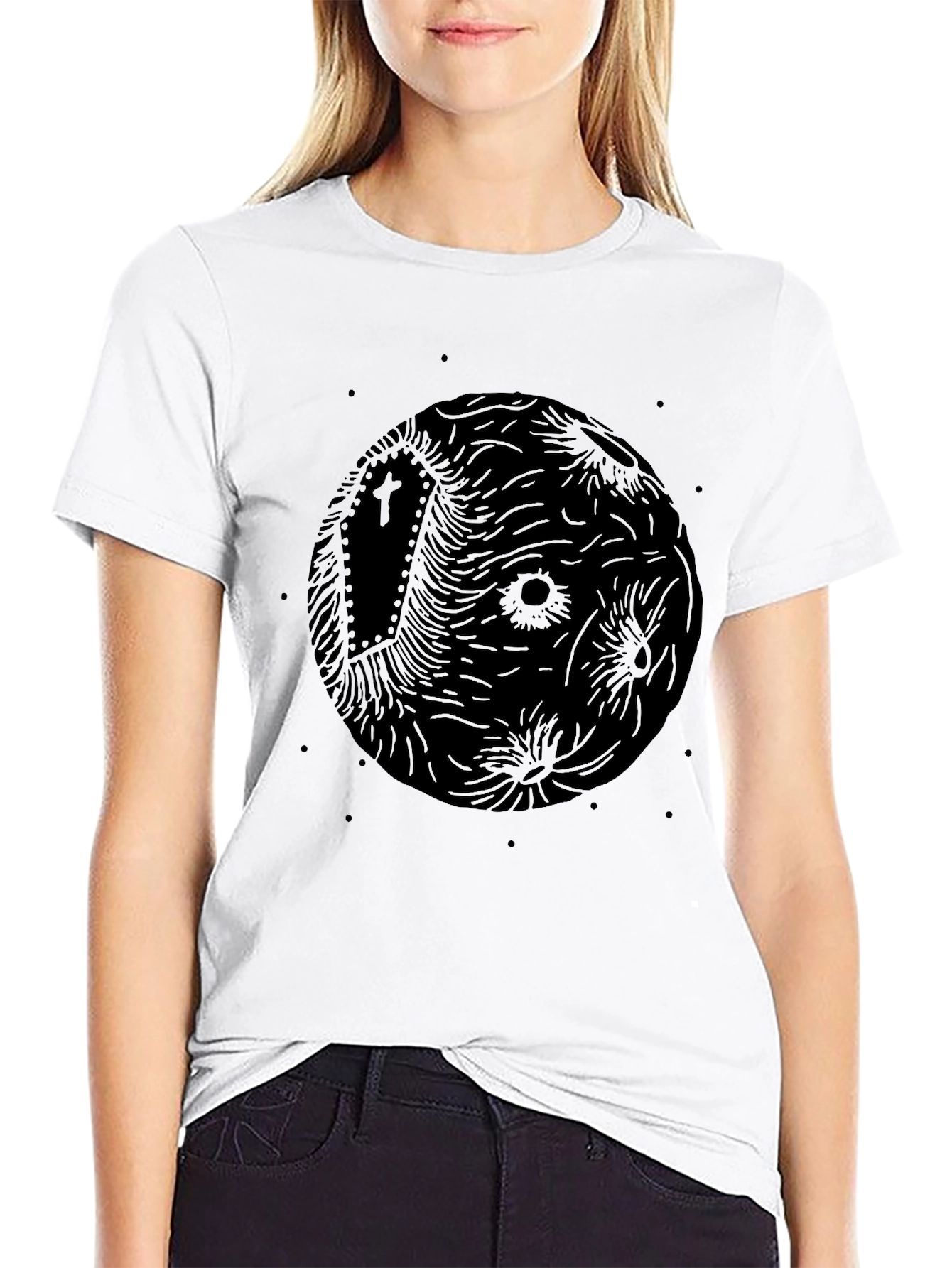Creepy Moon Coffin T-Shirt - Black Graphic Tee