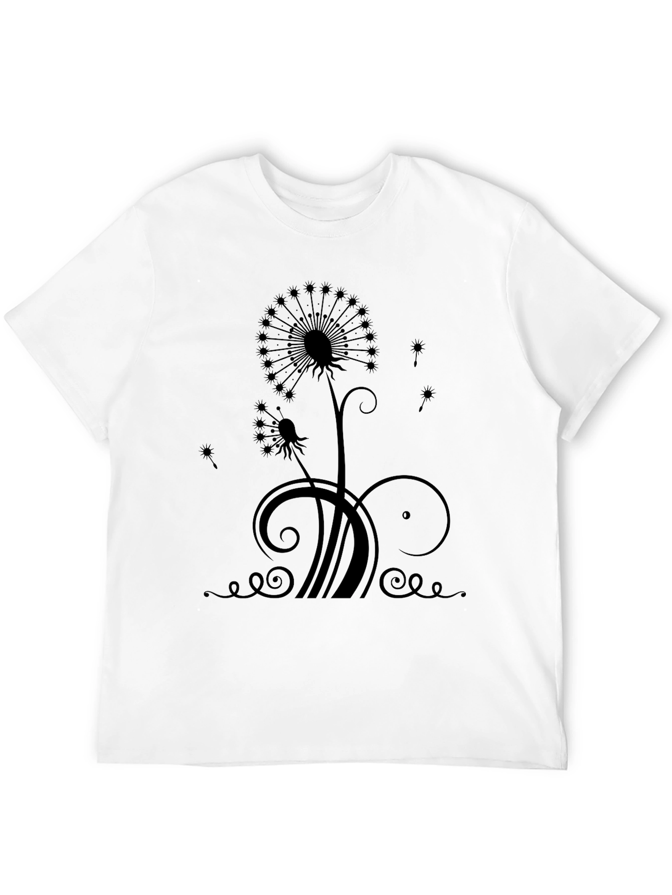 Dandelion Graphic Print Black T-Shirt