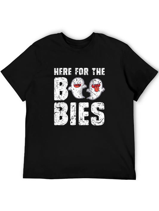 Funny Halloween Ghost T-Shirt - Here For The Boobies
