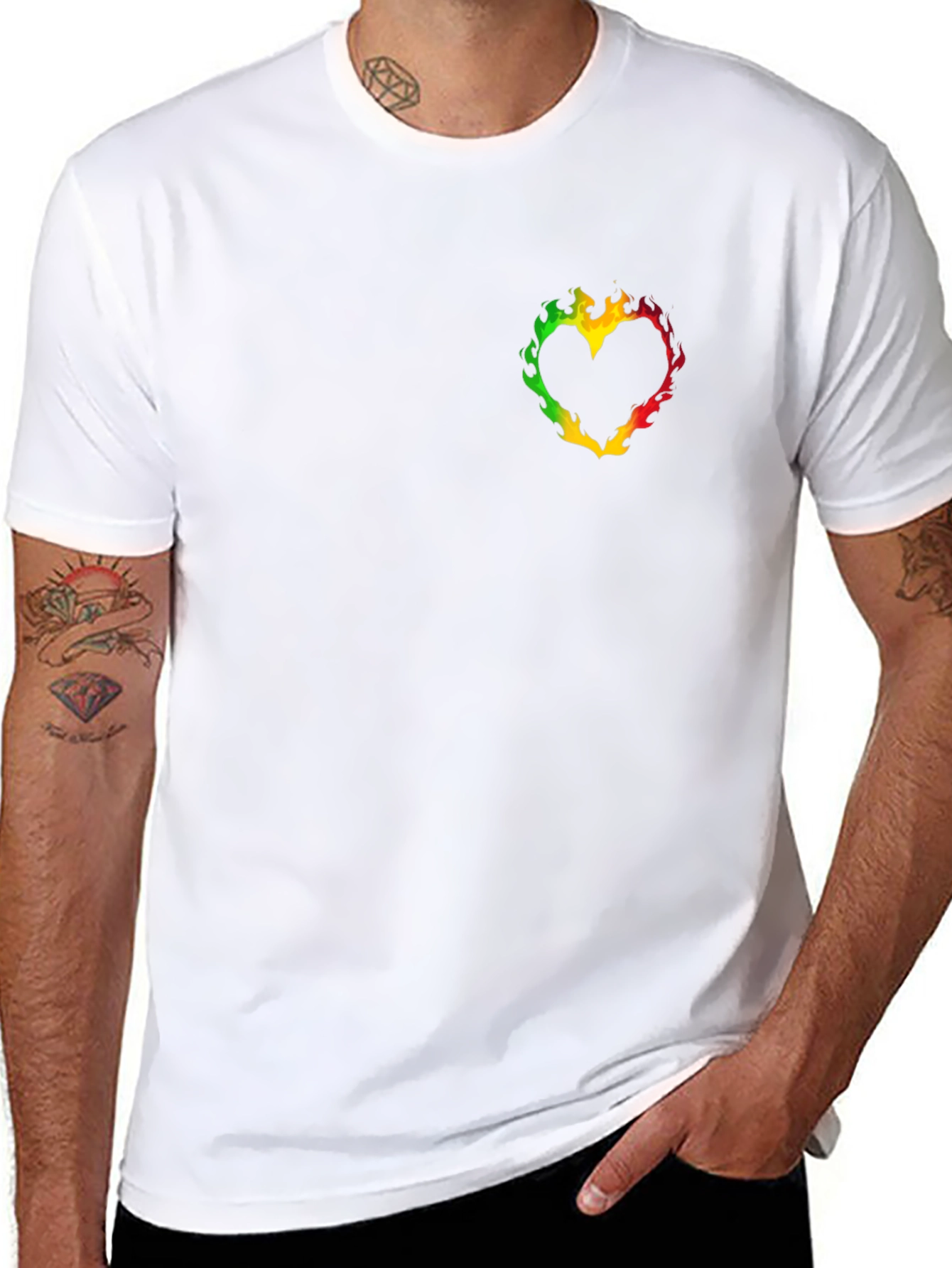 Rasta Heart Graphic Black T-Shirt