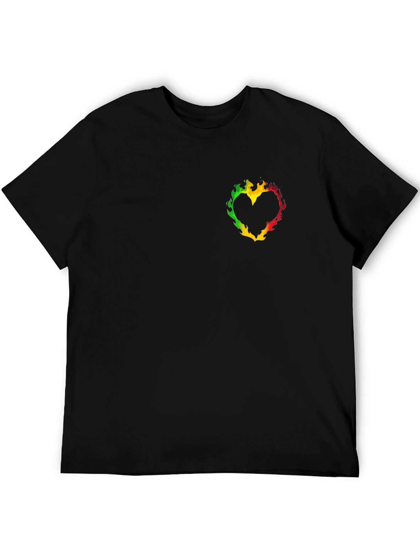 Rasta Heart Graphic Black T-Shirt