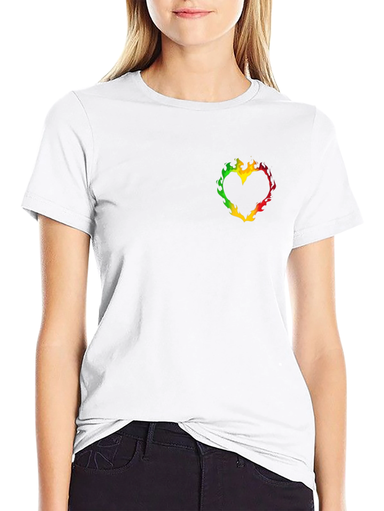 Rasta Heart Graphic Black T-Shirt