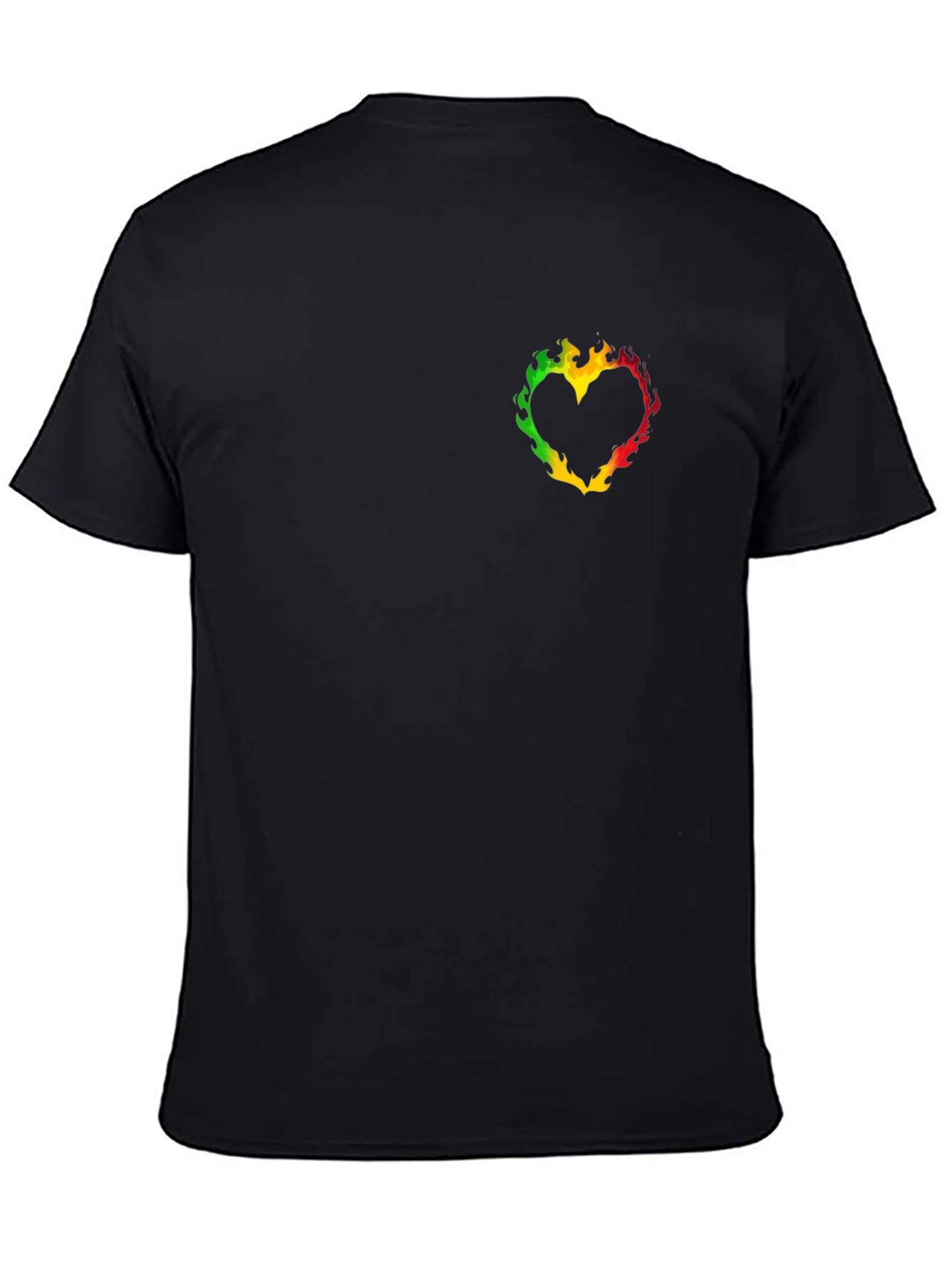Rasta Heart Graphic Black T-Shirt