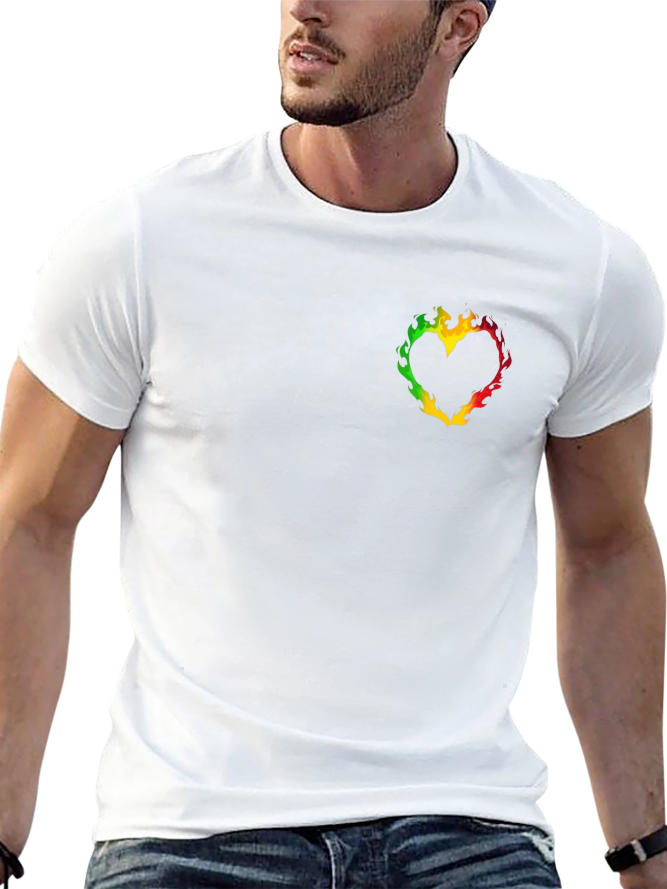 Rasta Heart Graphic Black T-Shirt