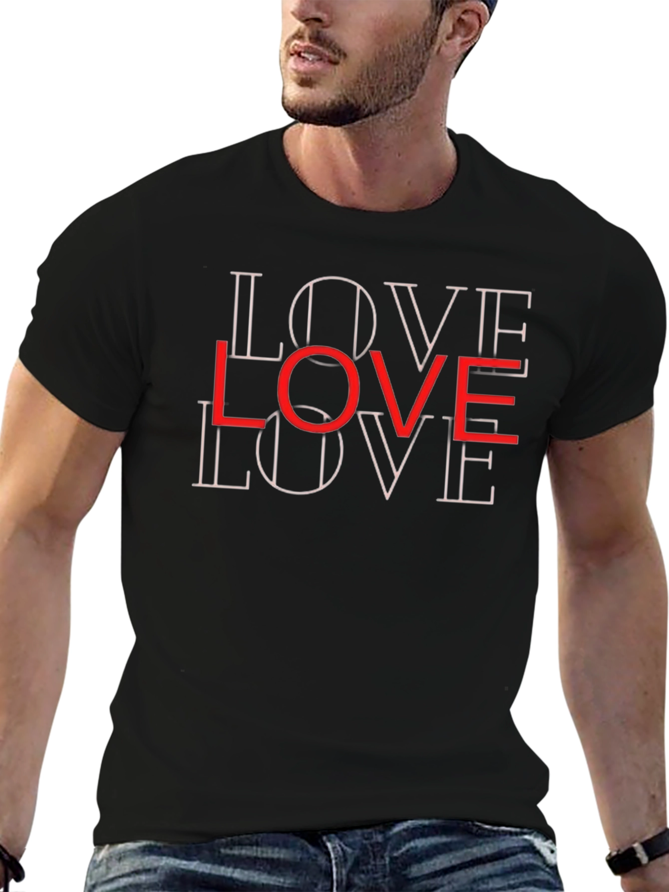 Love Graphic Print Black T-Shirt