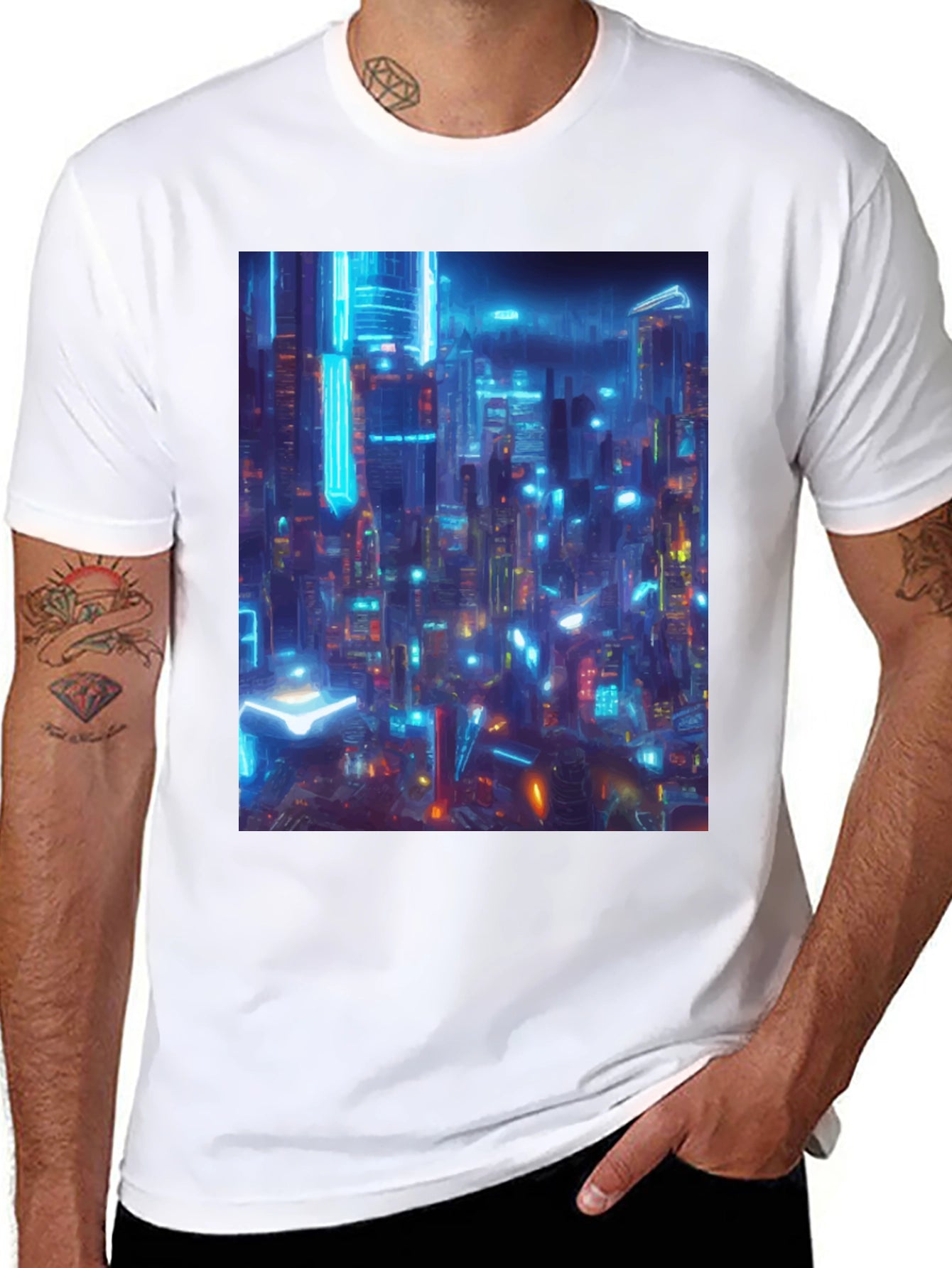 Cyberpunk Cityscape Graphic Tee