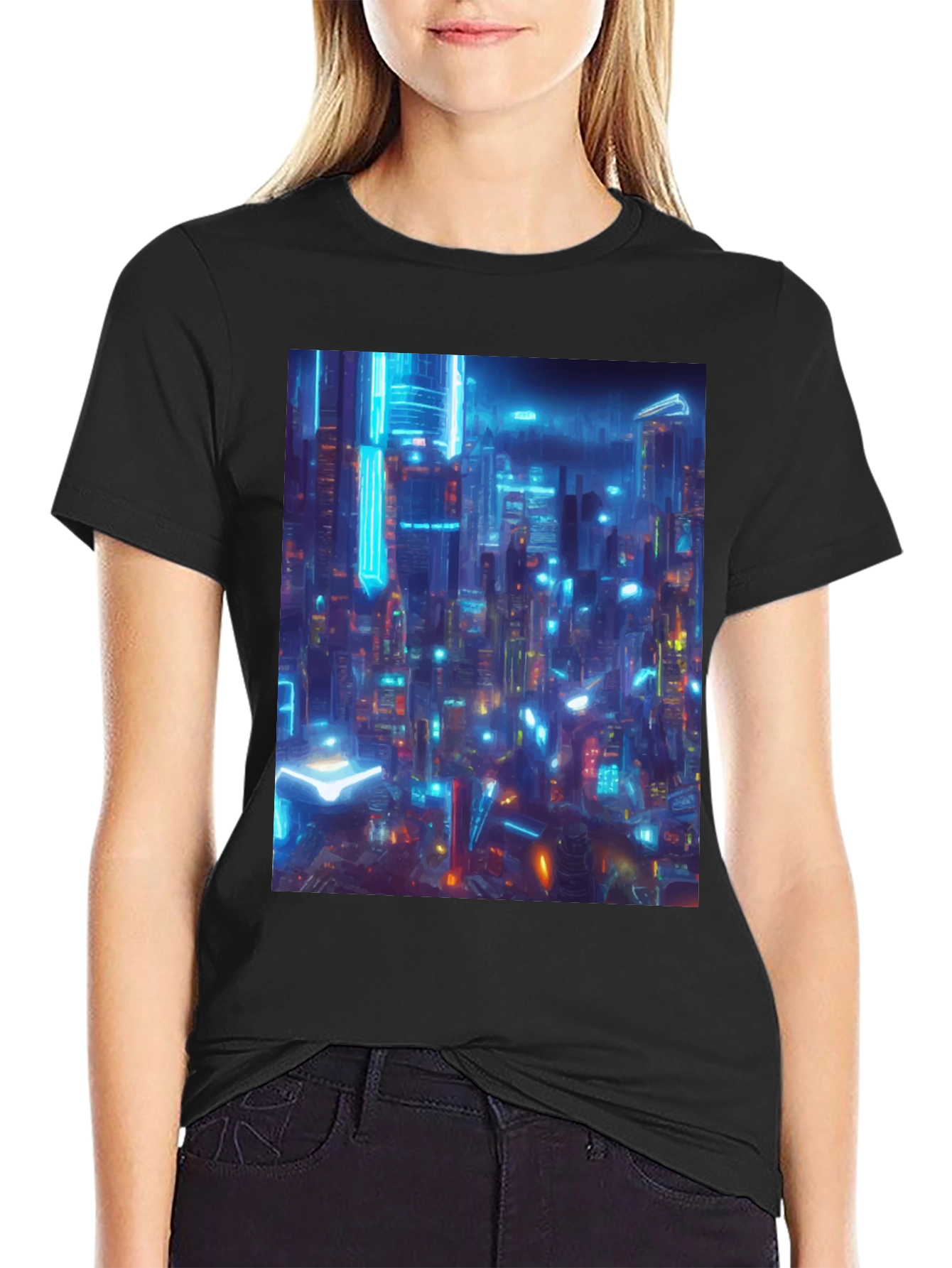 Cyberpunk Cityscape Graphic Tee