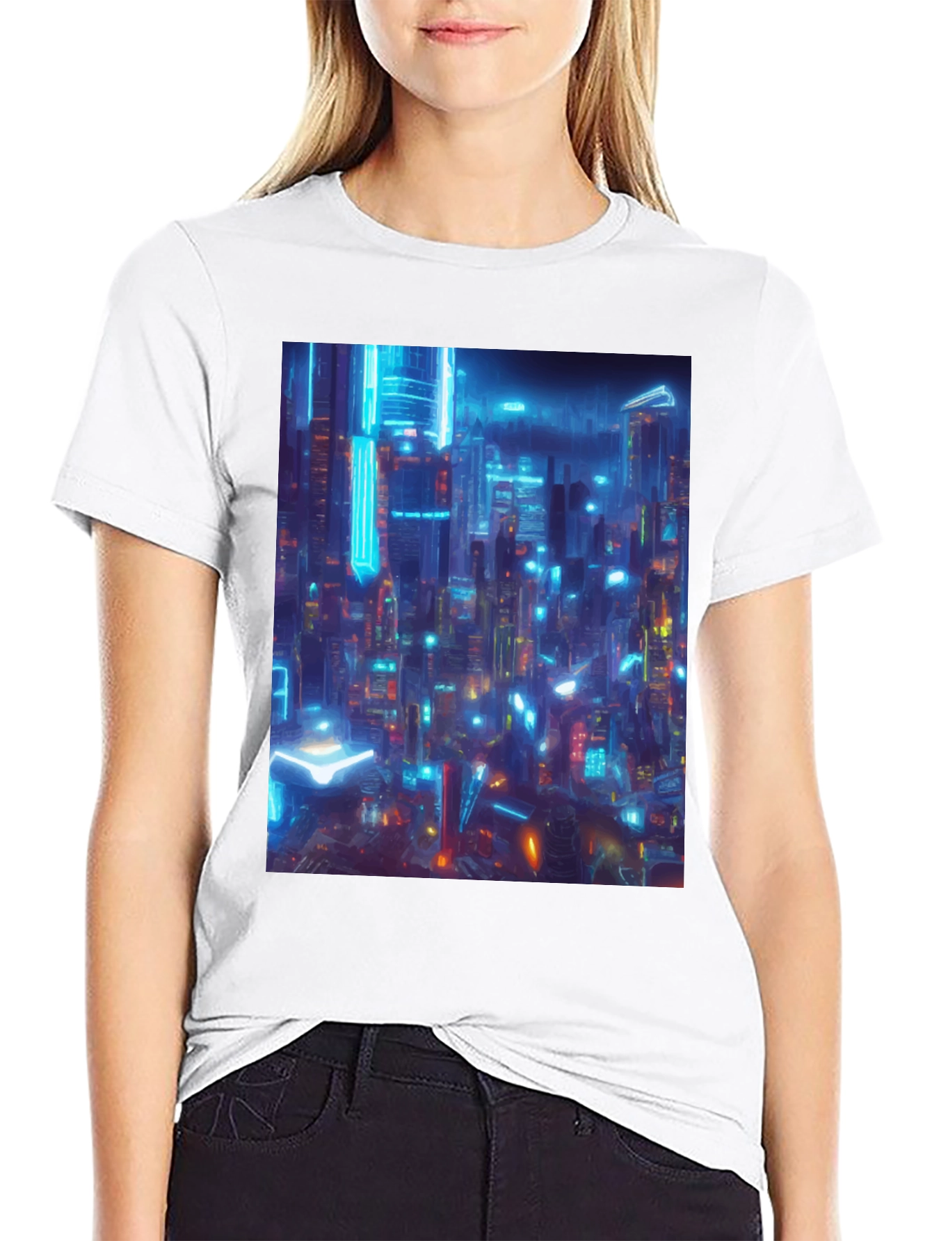 Cyberpunk Cityscape Graphic Tee