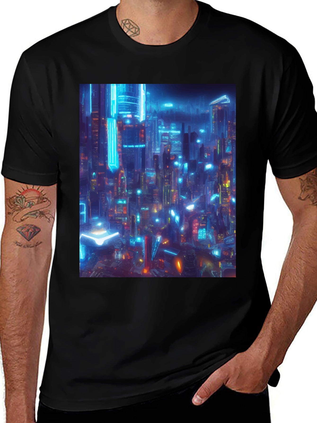 Cyberpunk Cityscape Graphic Tee