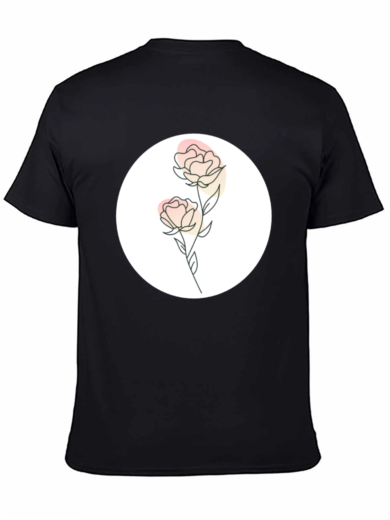 Floral Graphic Print Black Tee