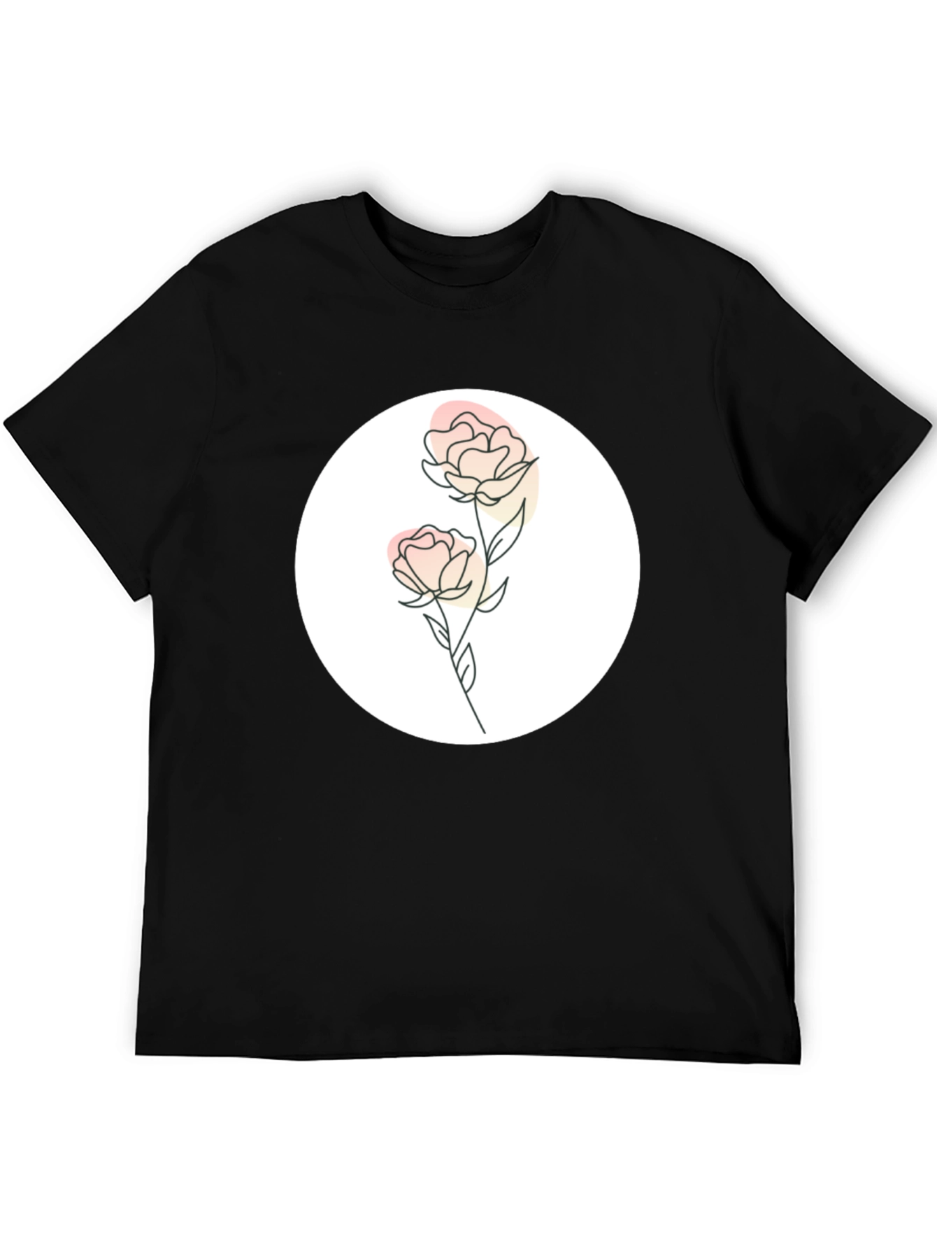 Floral Graphic Print Black Tee