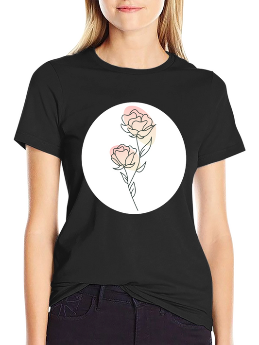 Floral Graphic Print Black Tee