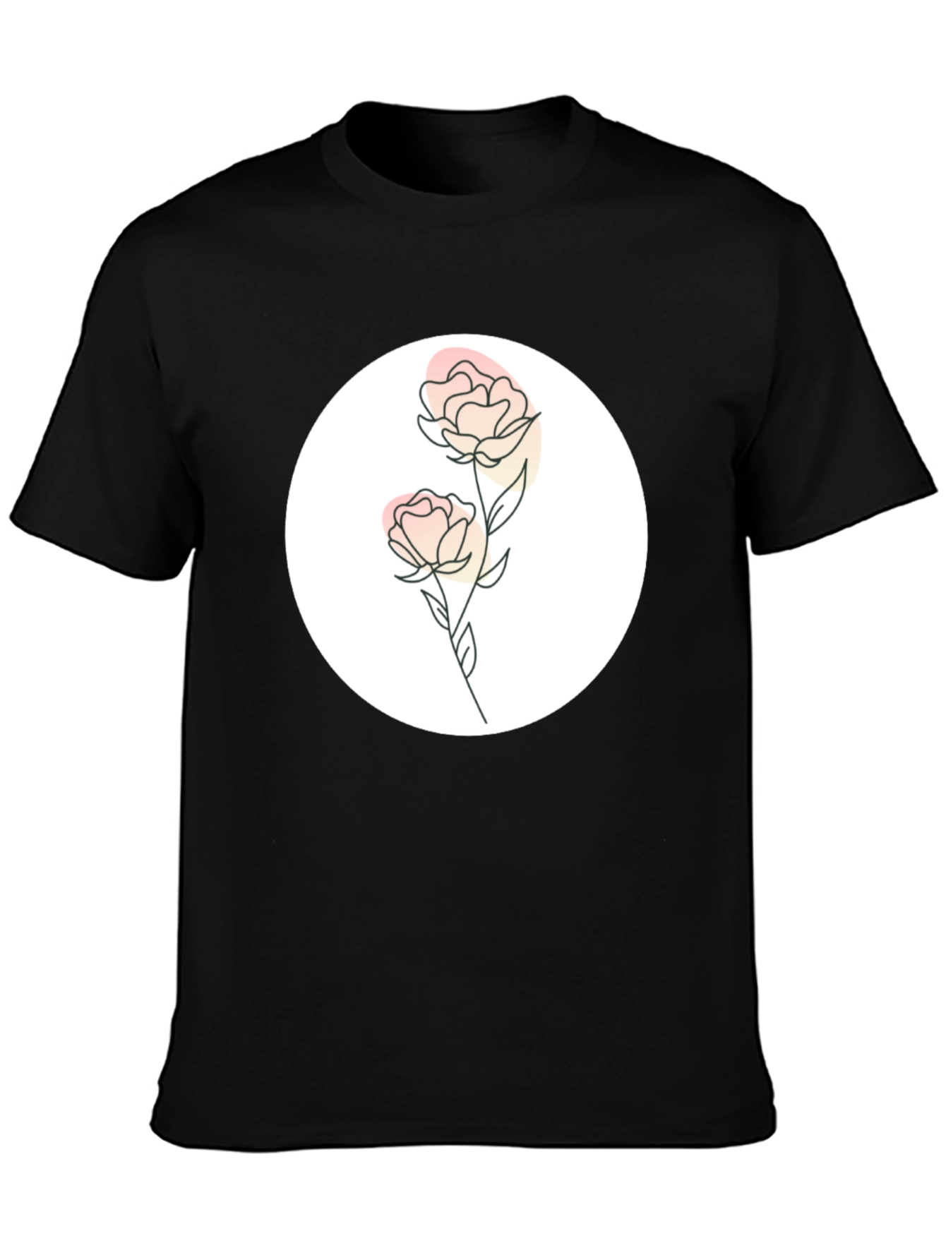Floral Graphic Print Black Tee