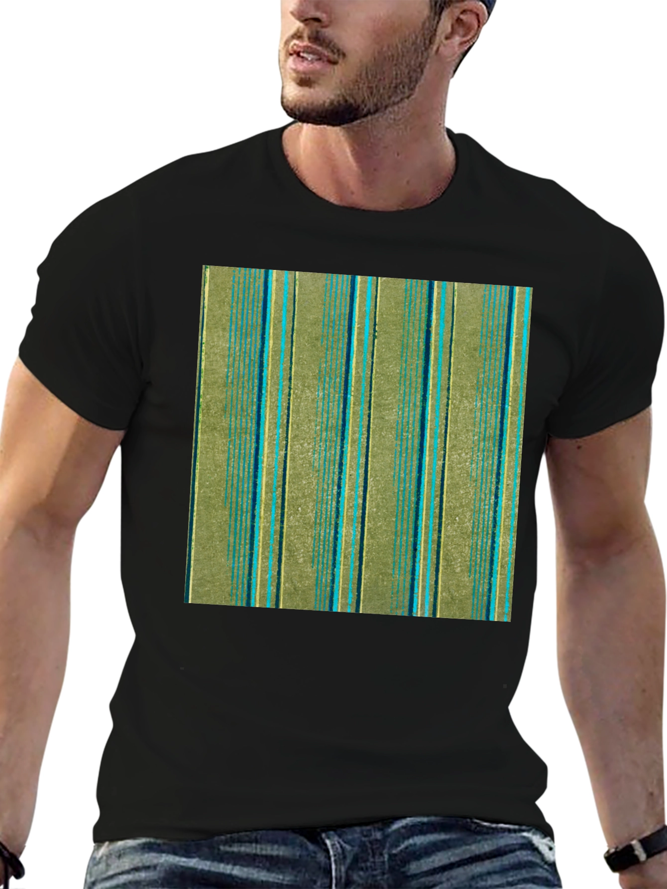 Striped Pattern Black T-Shirt