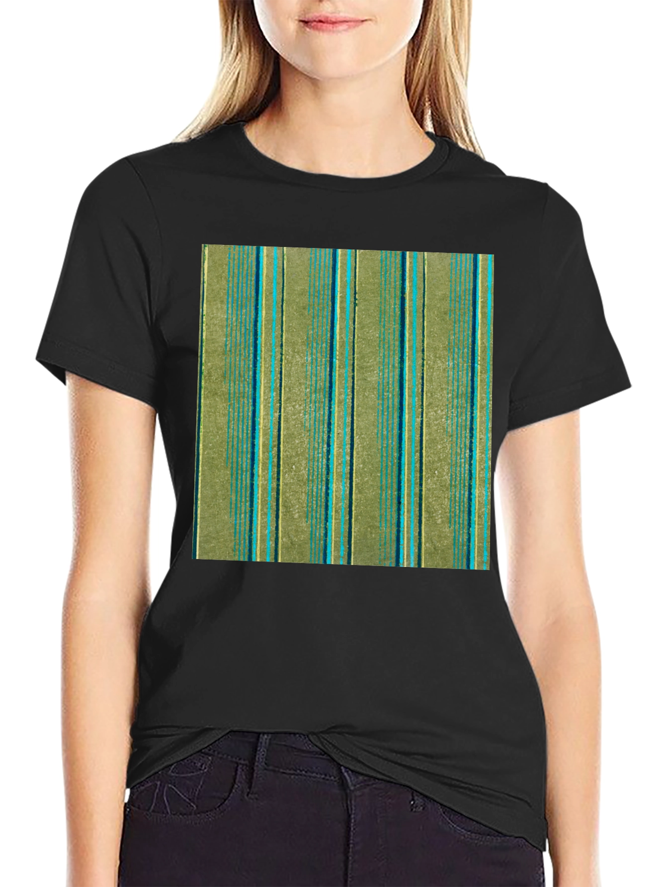 Striped Pattern Black T-Shirt