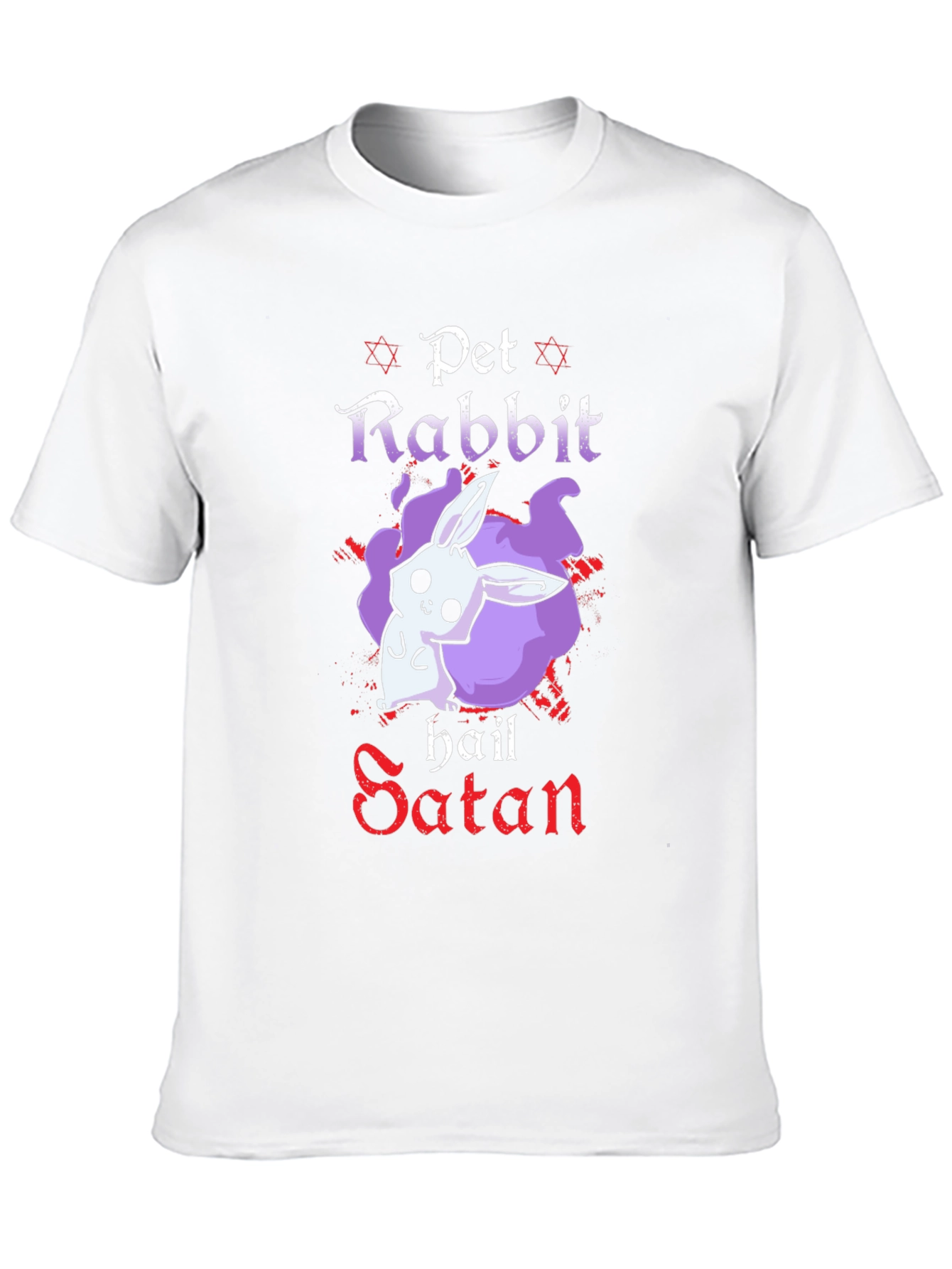 Pet Rabbit Hail Satan Black T-Shirt