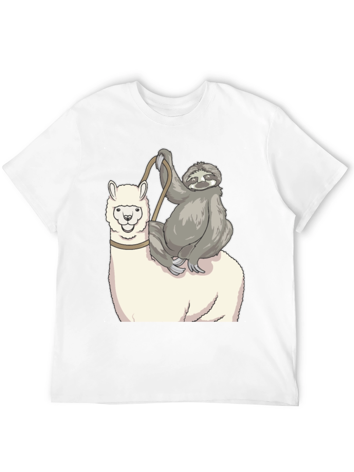 Sloth Riding Llama Graphic Tee - Funny Animal T-Shirt