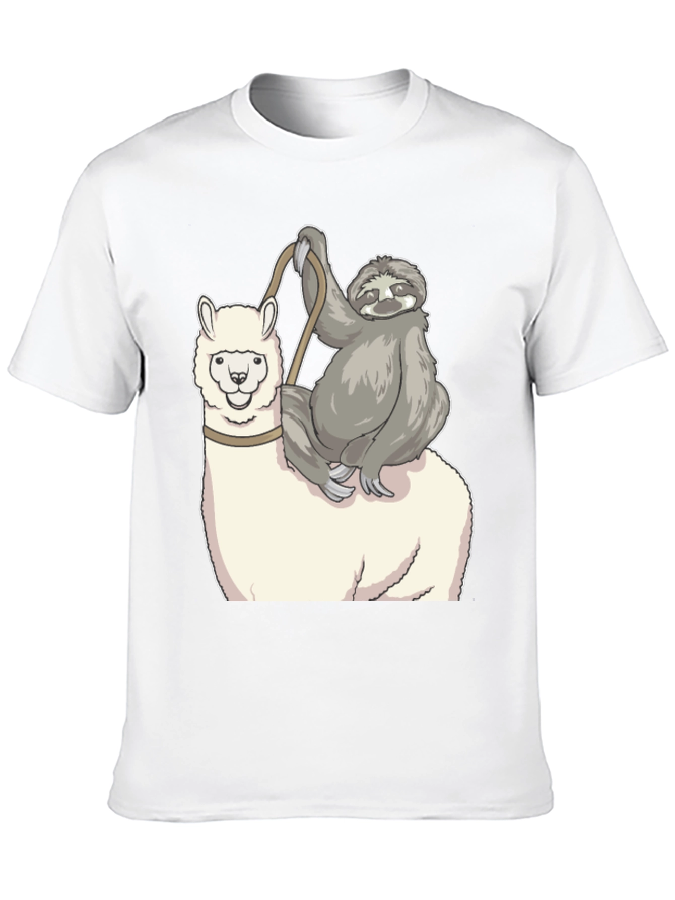 Sloth Riding Llama Graphic Tee - Funny Animal T-Shirt