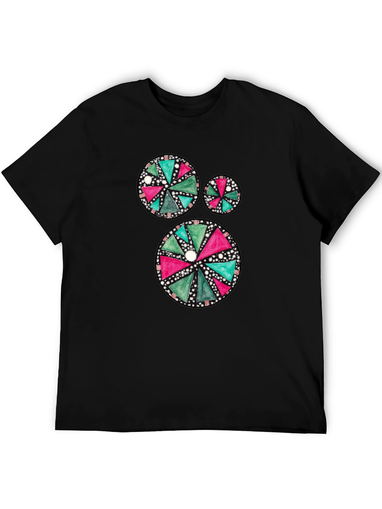 Geometric Pattern Mens Black Tee