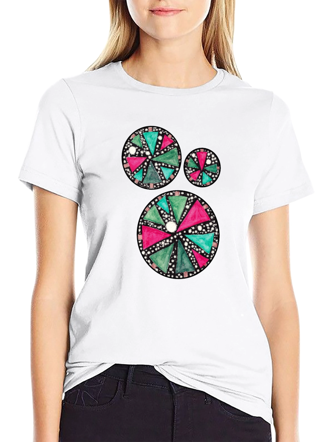 Geometric Pattern Mens Black Tee